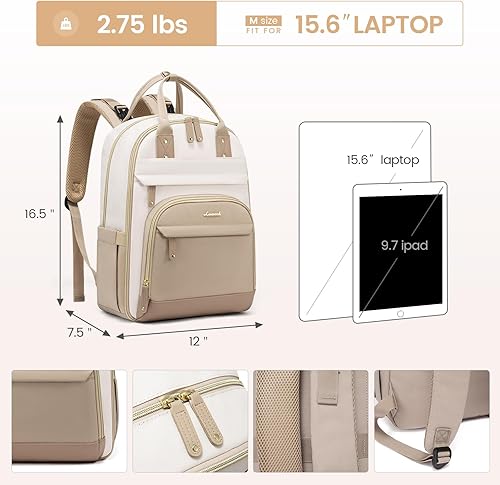 Miniatura 6 de LOVEVOOK mochila de pañales de gran capacidad, Beige-caqui, Moderno o minimalista