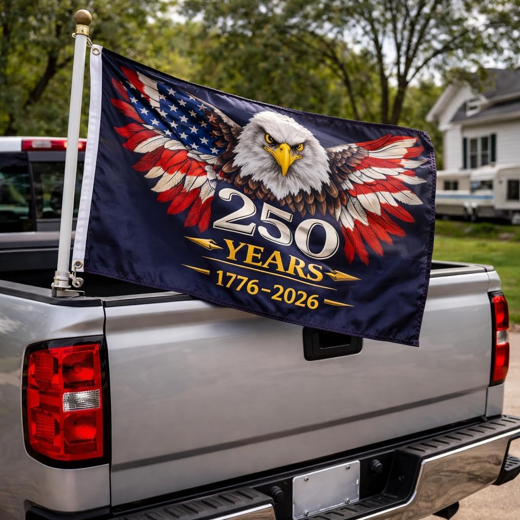 250 Anniversary USA Flag - 3x5 Ft Double Sided 3 Layers Patriotic Flags - 4th of July Decorations Independence Day 250th Anniversary American Flag for Indoor Outdoor Decoration,Honor Flag,Eagle