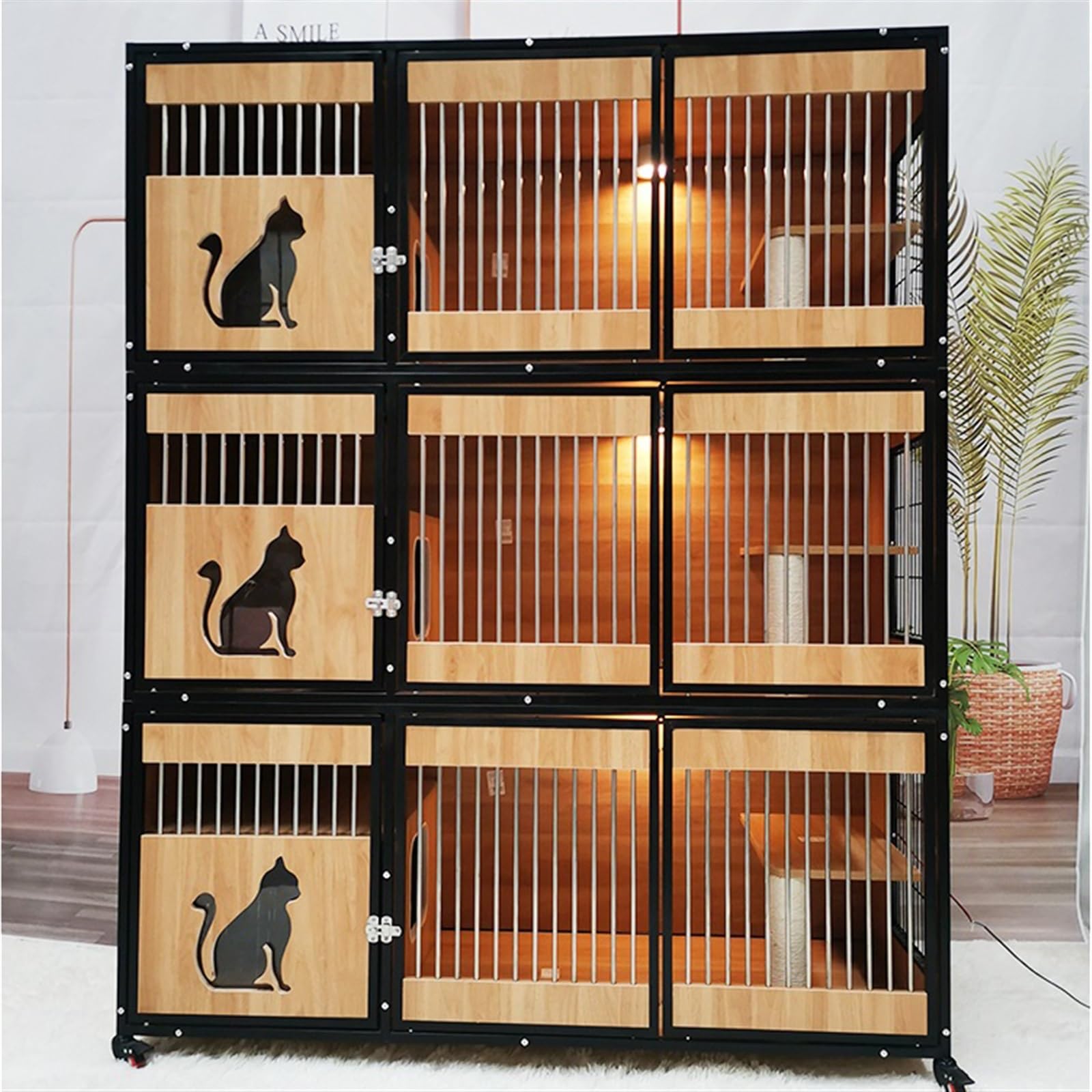 Casa del Gatto Villa for Gatti in Legno Gabbia for Gatti di Lusso Spazio Extra Large Gabbia for Gatti for Allevamento Domestico Gabinetto for Gatti a Tre Strati Singolo Gabbia per Gatti