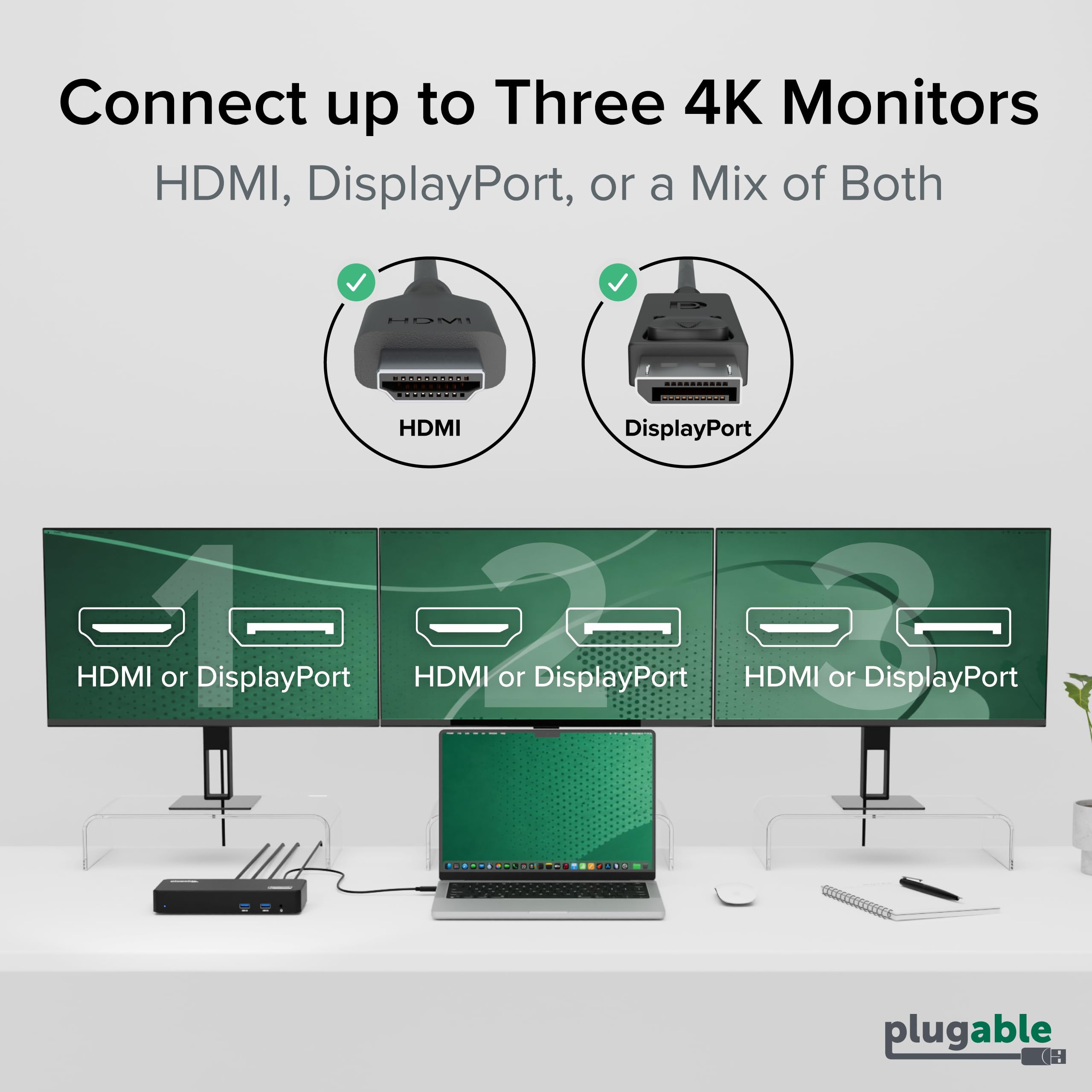 Plugable 12-in-1 USB C Triple Monitor Docking Station, 100W Charging — Amazon image 3