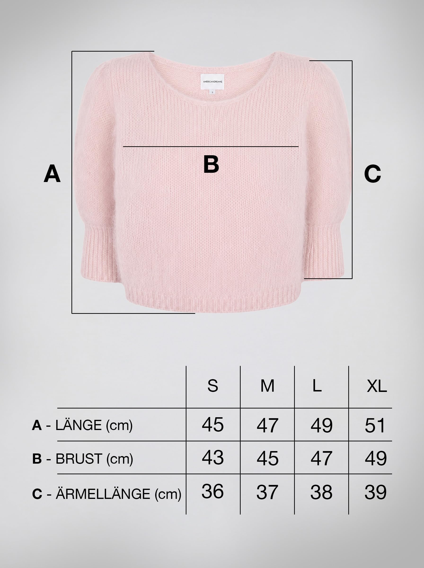 Americandreams Koa - Maglione corto da donna in alpaca leggero, con scollo a V e maniche a 3/4, in alpaca e lana merino