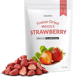 MATINÉE Freeze Dried Strawberries, Whole Dried Strawberries, Dehydrated Fruit, Dried Fruit Snack for Baking, Yogurt & Kids Treats-Vegan, Non-GMO, Preservative Free, 1.2oz, 34g (Pack of 4 Bag)