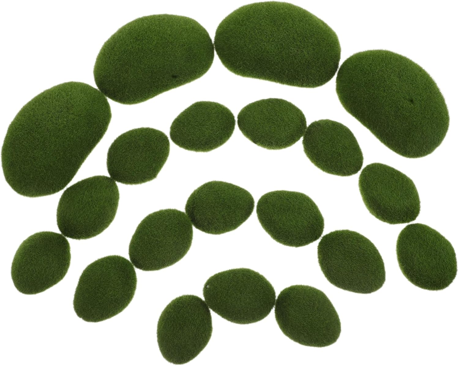 TEHAUX 20pcs Faux Moss Rocks Decorative Green Balls for Floral Arrangements Fairy Gardens and Crafting Lifelike Artificial Stones for Home and Office Decor