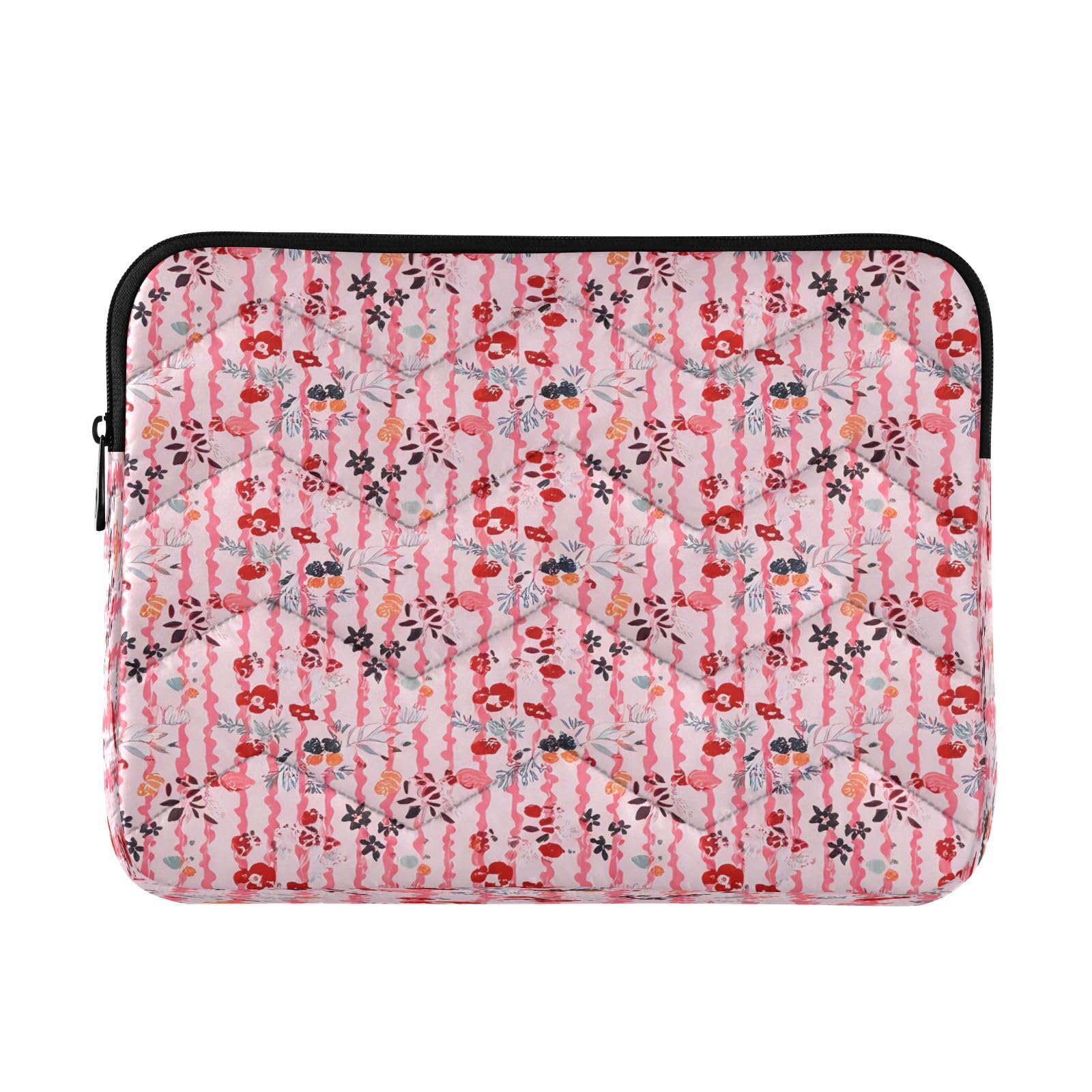 BOESI Pink Stripe Floral Pattern Laptop Inner Bag, Laptop Case, Computer Sleeve, Lightweight and Easy to Carry, Suitable for 13-14inch Laptops