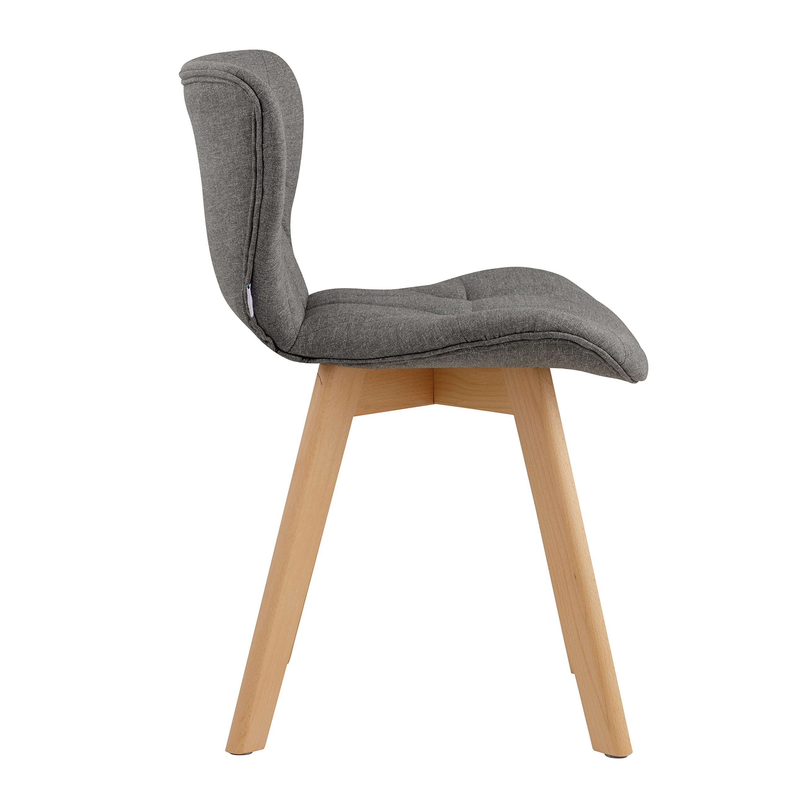 Baroni Home Silla de Comedor u Oficina con Patas de Madera, Silla ergonómica con Respaldo y cojín Acolchado, 42 x 42 x 74 cm (Gris, 2)