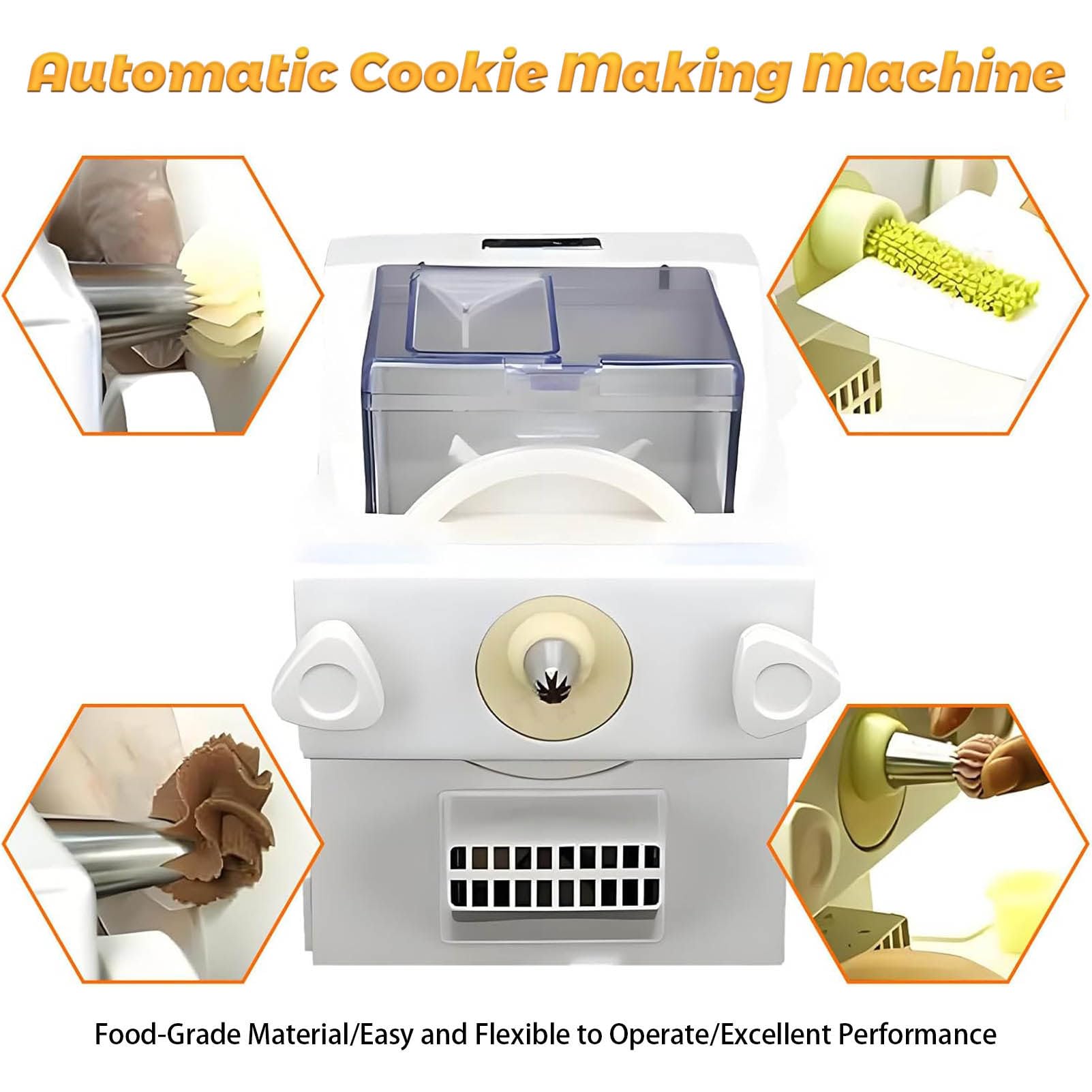 Machine à Biscuits avec 8 Embouts interchangeables et 6 moules à Biscuits