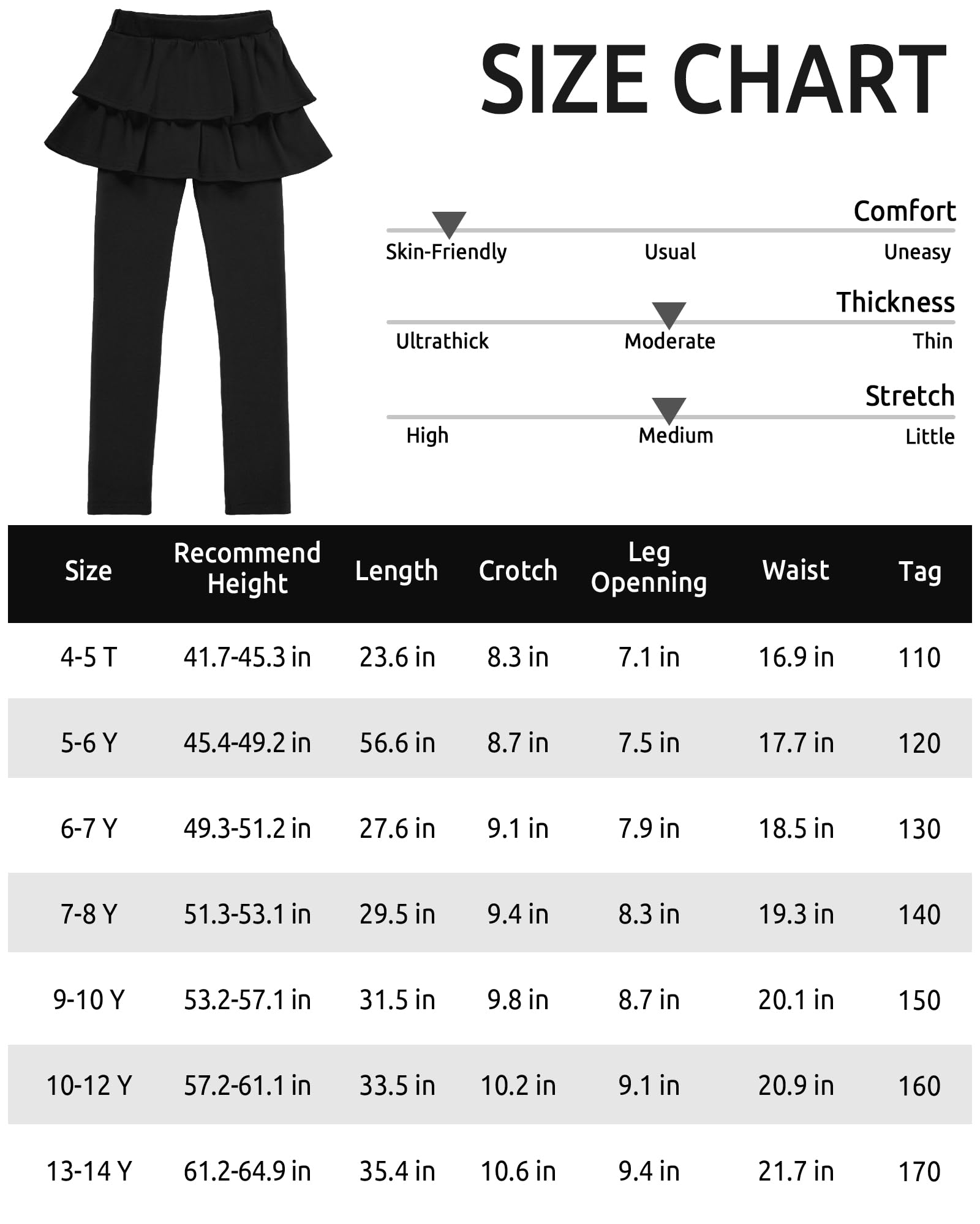 Somaibo Leggings con faldas para niñas, uniforme escolar, atlético, elástico, tutú, pantalones para niños, ropa cálida con volantes, paquete de 2