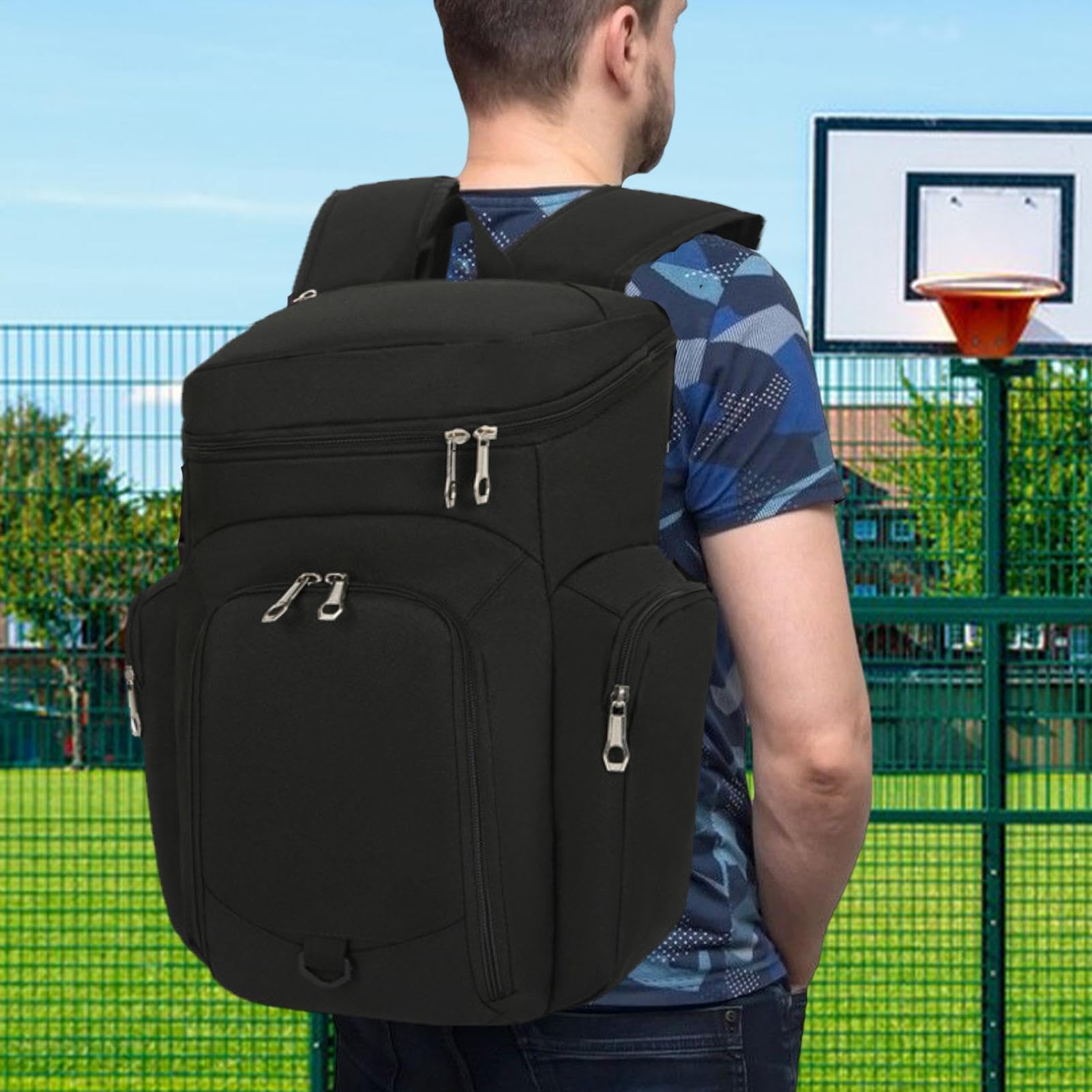 Mochila de baloncesto para gimnasio, mochila deportiva de gran capacidad, bolsa para botella de agua, parte inferior impermeable, bolsa para libros al aire libre con tela elástica y