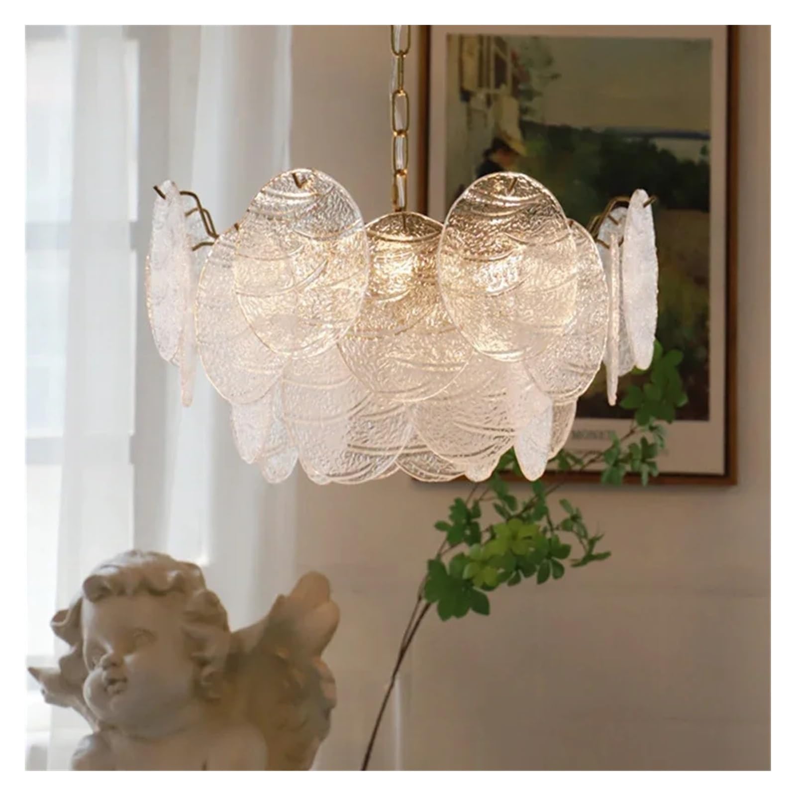 Lustre en verre LED design minimaliste français contre l'ombre