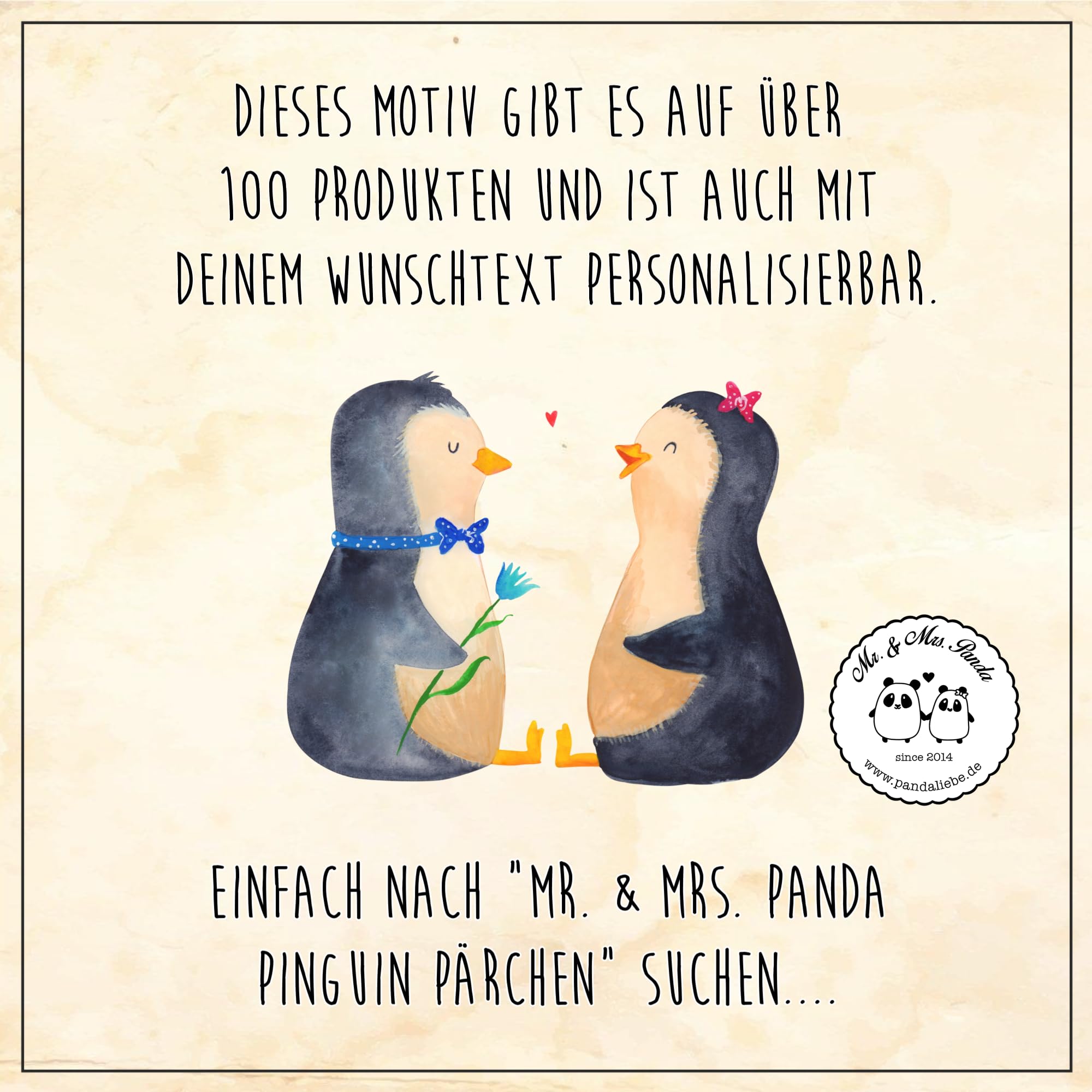 Mr. & Mrs. Panda Fussmatte selbst gestalten Pinguin Pärchen 40 x 60 cm - Personalisierte Geschenke, Individuelle Fußmatte, Liebe, personalisiert, personalisierbar, Hochzeitstag, glücklich