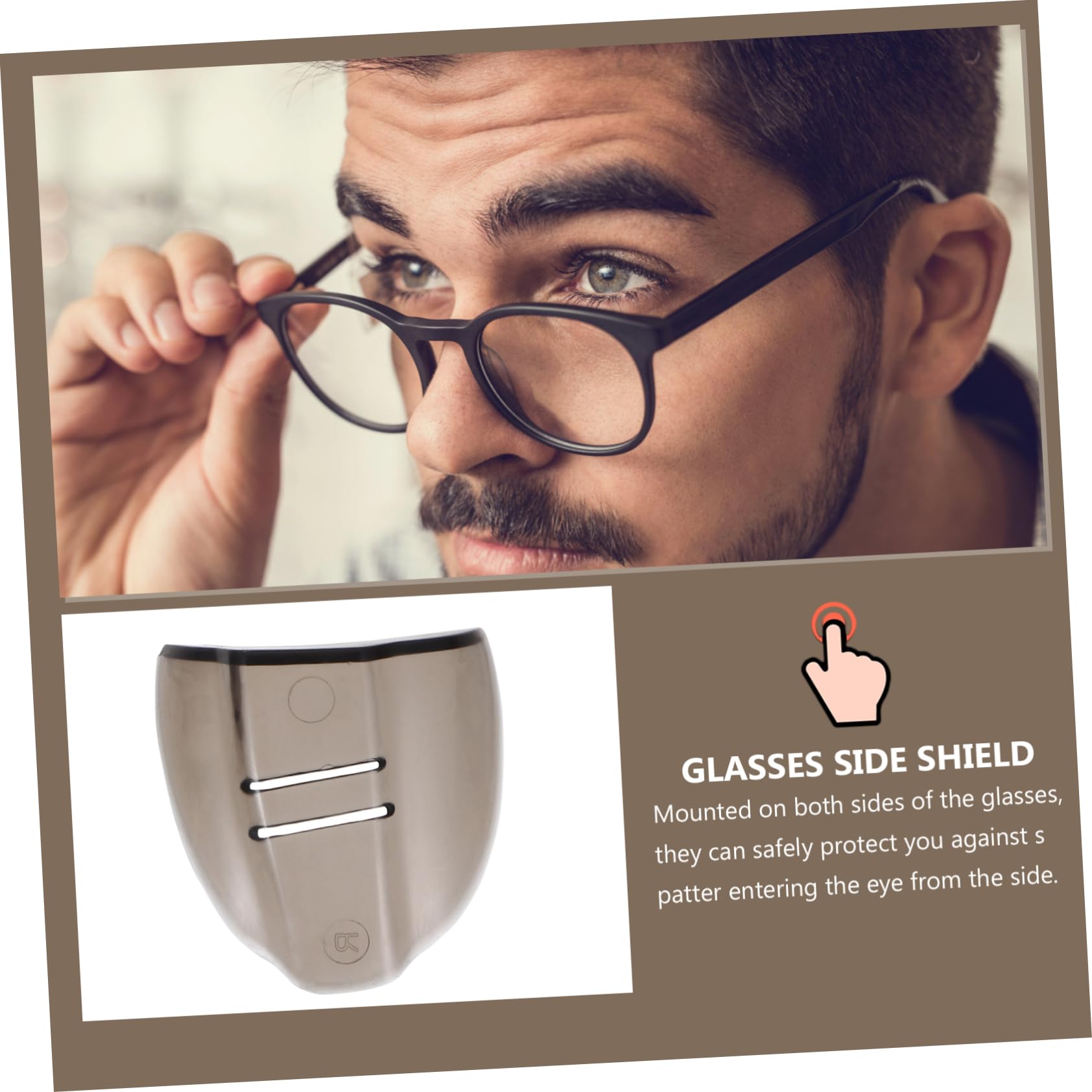 CLISPEED Protector Lateral Para Gafas De Tpu Color Marrón Oscuro, Protección Lateral Contra Salpicaduras, Ligero y Práctico Para Uso Diario, 2 Pares Por Paquete