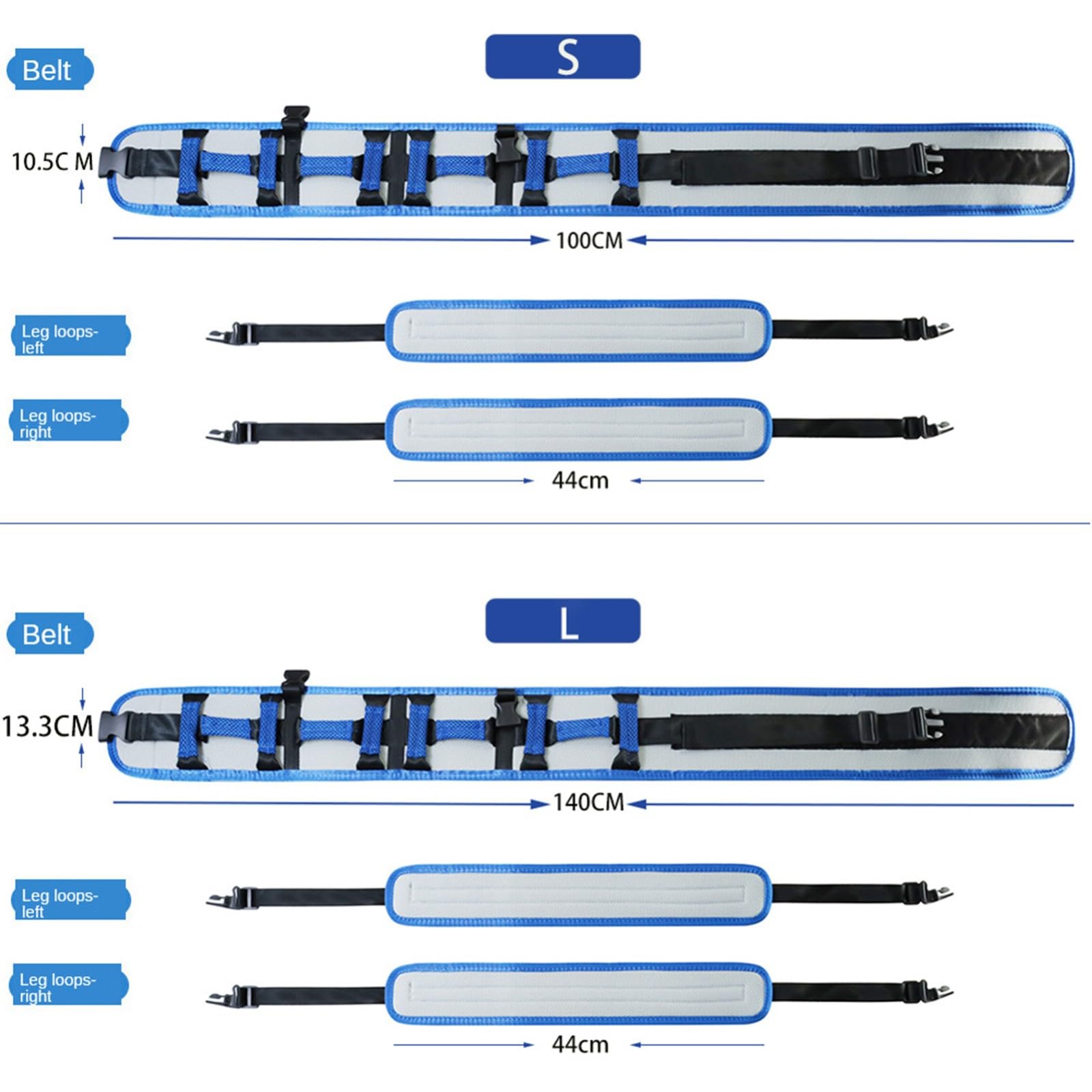 Cinturón de transferencia con presillas para piernas y 10 asas acolchadas, cinturón de marcha médico, dispositivo de asistencia para caminar con hebilla de metal de liberación rápida para persona