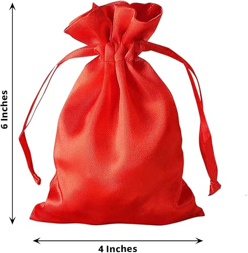 Miniatura 3 de Efavormart - Paquete de 12 bolsas de regalo con cordón de satén rojo de 4 x 6 pulgadas