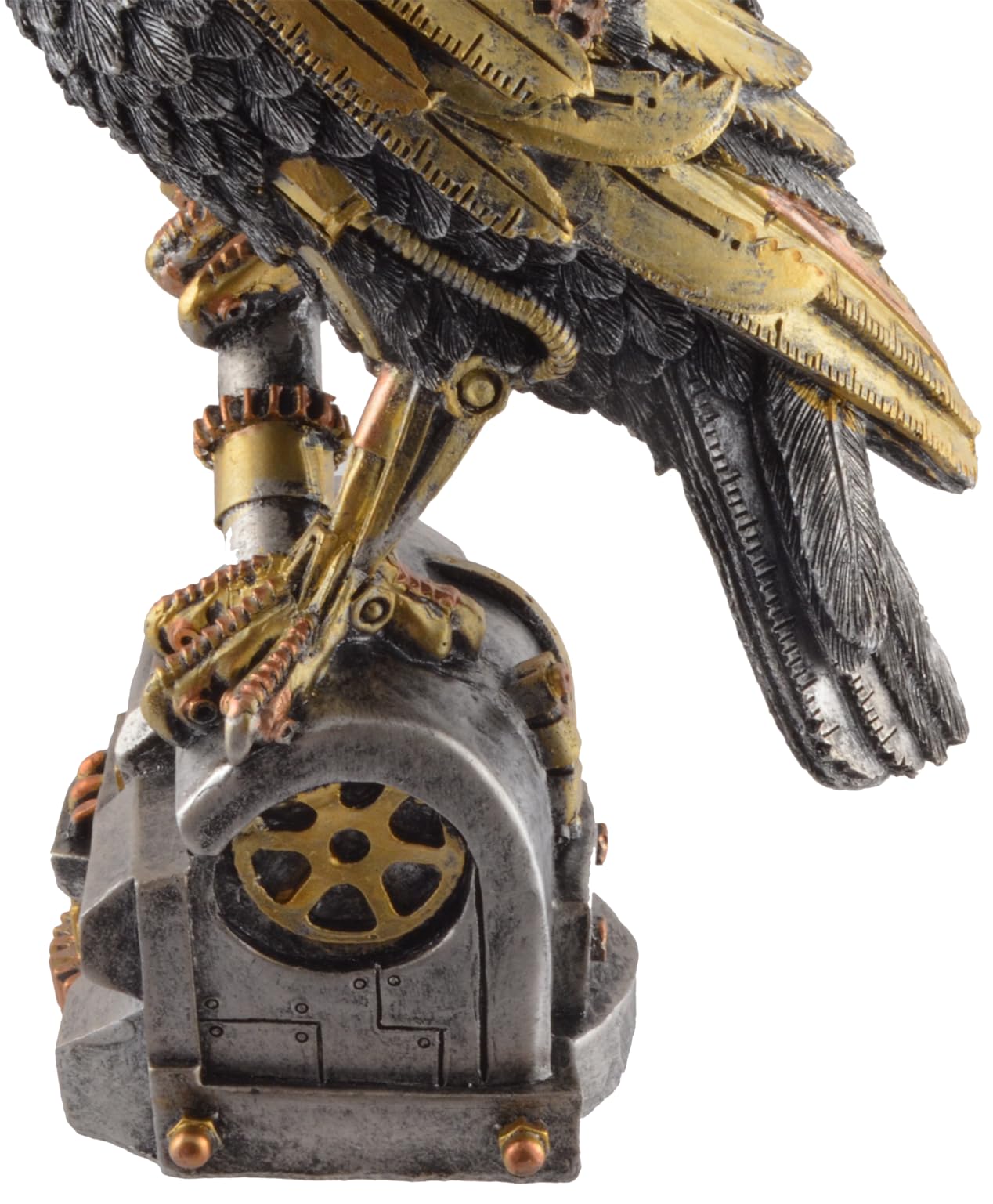 VOGLER Joh. Vogler GmbH Steampunk Steam Raven con varie parti meccaniche, pietra artificiale colorata a mano