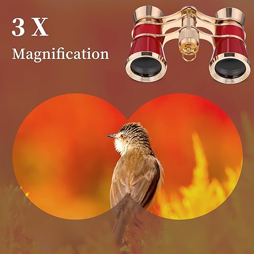 Miniatura 5 de Lentes de ópera de 3 x 25 pulgadas, mini binoculares compactos, ligeros, anteojos de teatro con cadena para adultos, niños, mujeres, teatro, ópera