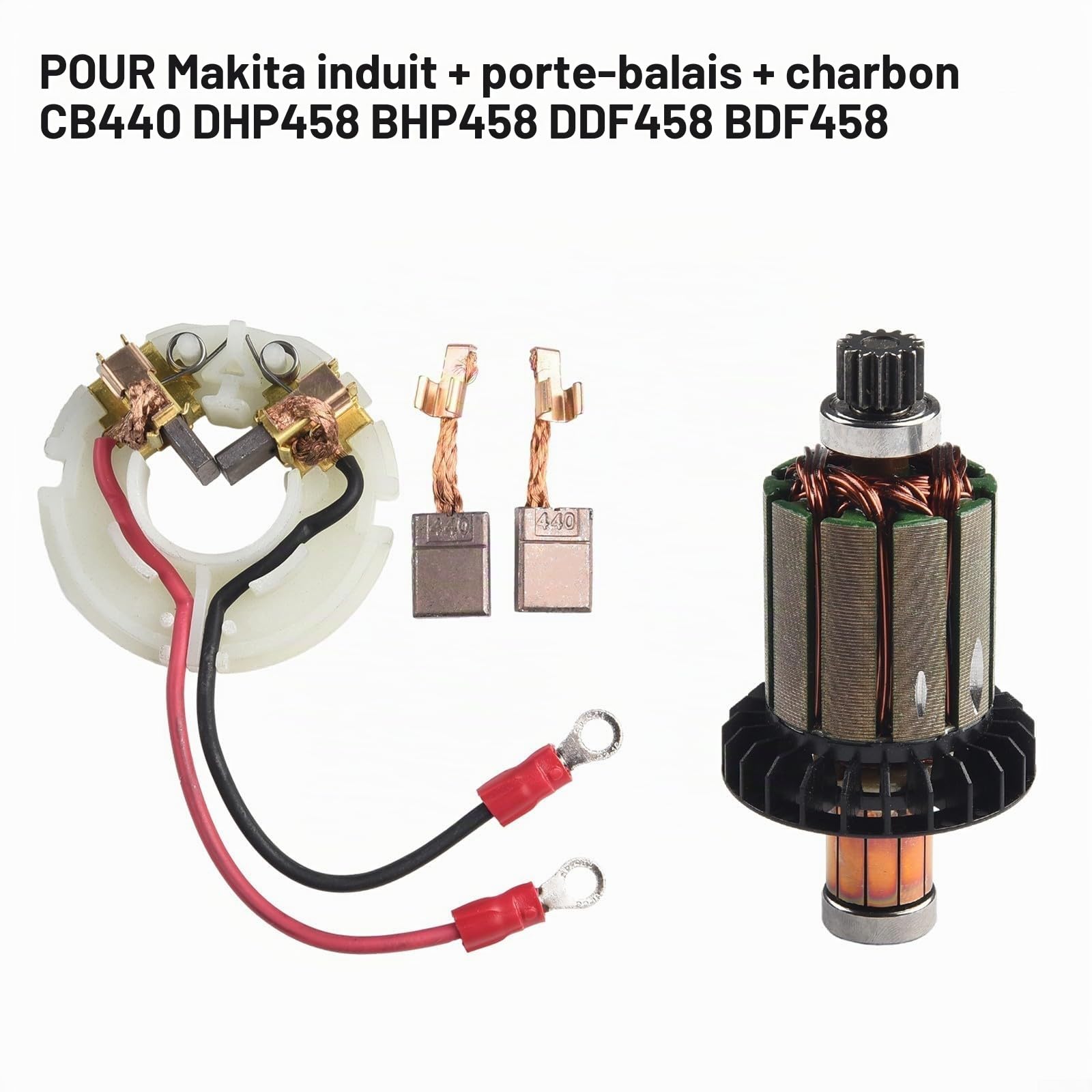 Kit de brosses de charbon pour Makita DHP458 BHP458 DDF458 BDF458, CB440 Porte-brosse à charbon 13 x 10 x 3 mm 4 pièces de qualité supérieure pour outils électriques, kit de réparation de porte-brosse