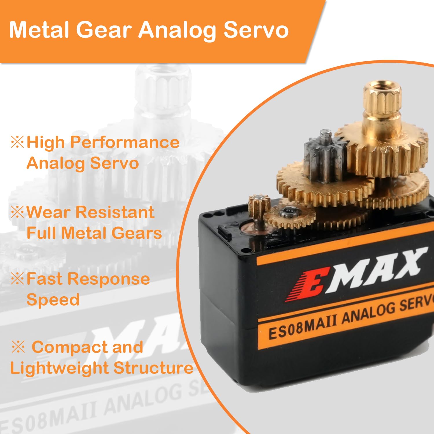 Stemedu EMAX ES08MA II 12g Mini Metal Geared Servo Micro Analog Servo Forward for RC Car Helicopter Model (Pack of 4) - Image 3