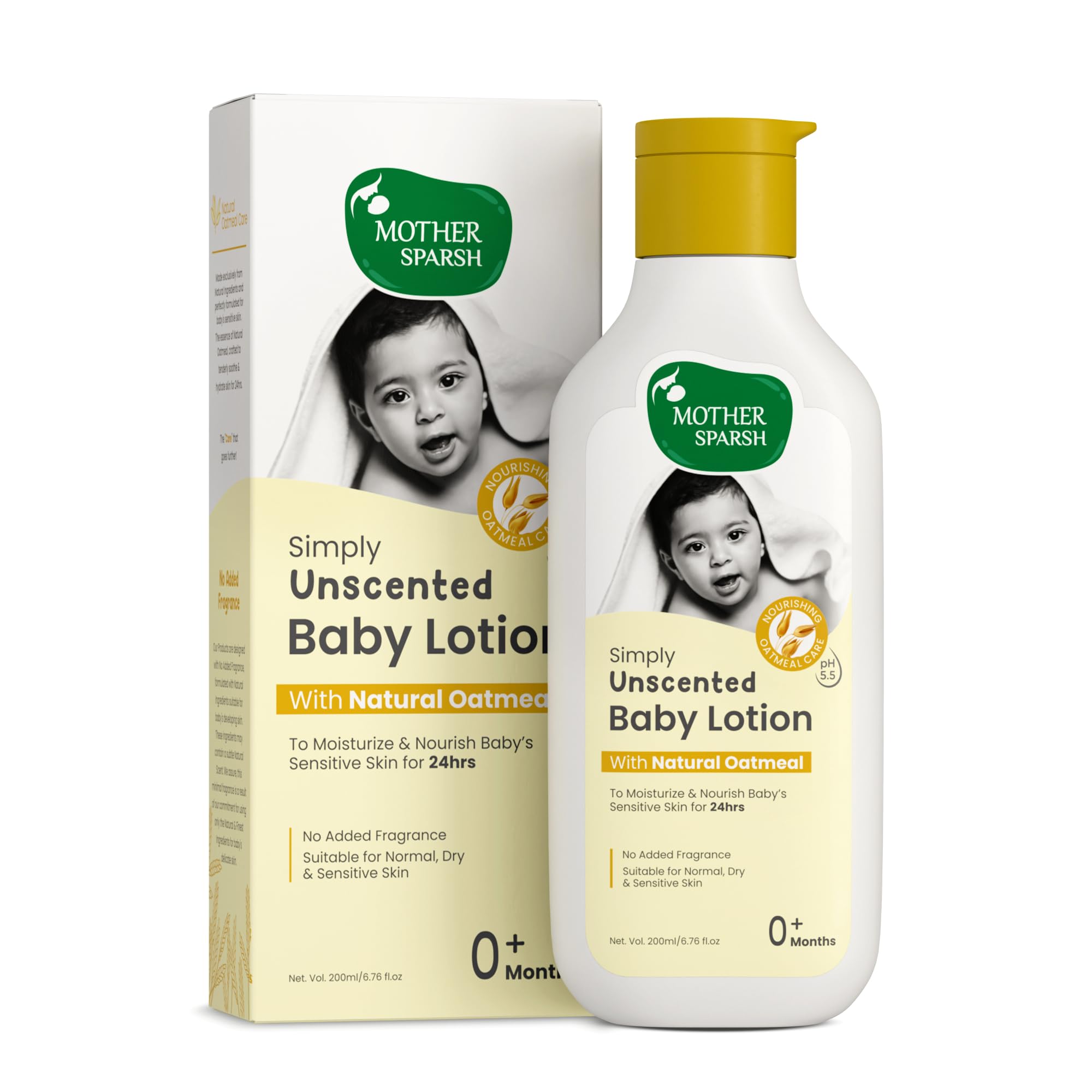 Mother Sparsh Simply Unscented Baby Lotion With Natural Oatmeal- 200ml | Fragrance Free Lotion for Babies | 24hr Protection for Dry, Itchy & Sensitive Skin (B0D97RWKGJ) Amazon Price History, Amazon Price Tracker