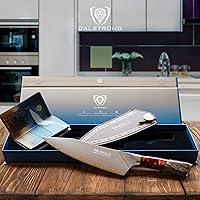 Vista 6 de Dalstrong Cuchillo de chef – 8 pulgadas – Serie Valhalla – Cuchillo de cocina de acero 9CR18MOV HC – Mango de resina roja y madera – Cuchillo