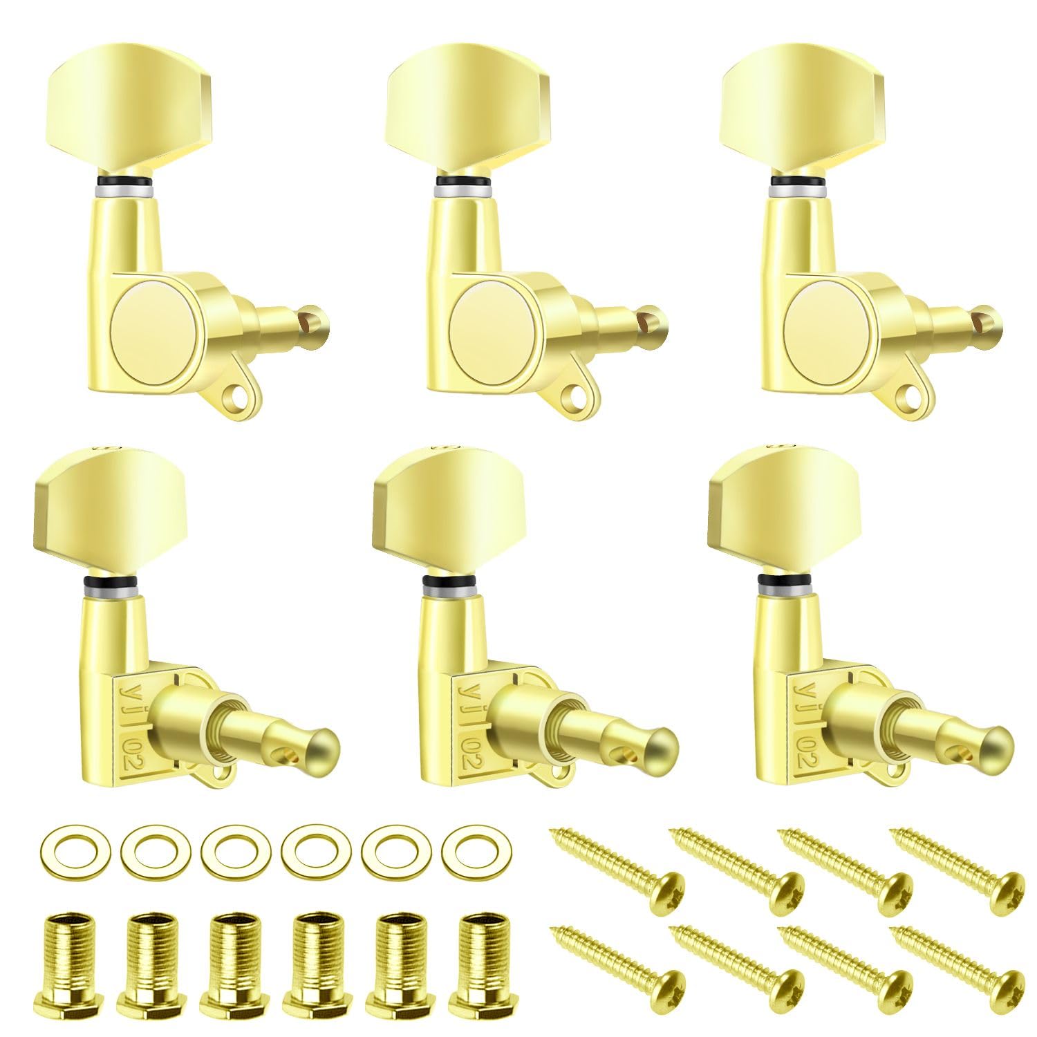Flexzion Acoustic Guitar Tuning Pegs, 3x3 Chrome Finish Acoustic and Electric Guitar Tuner Pegs