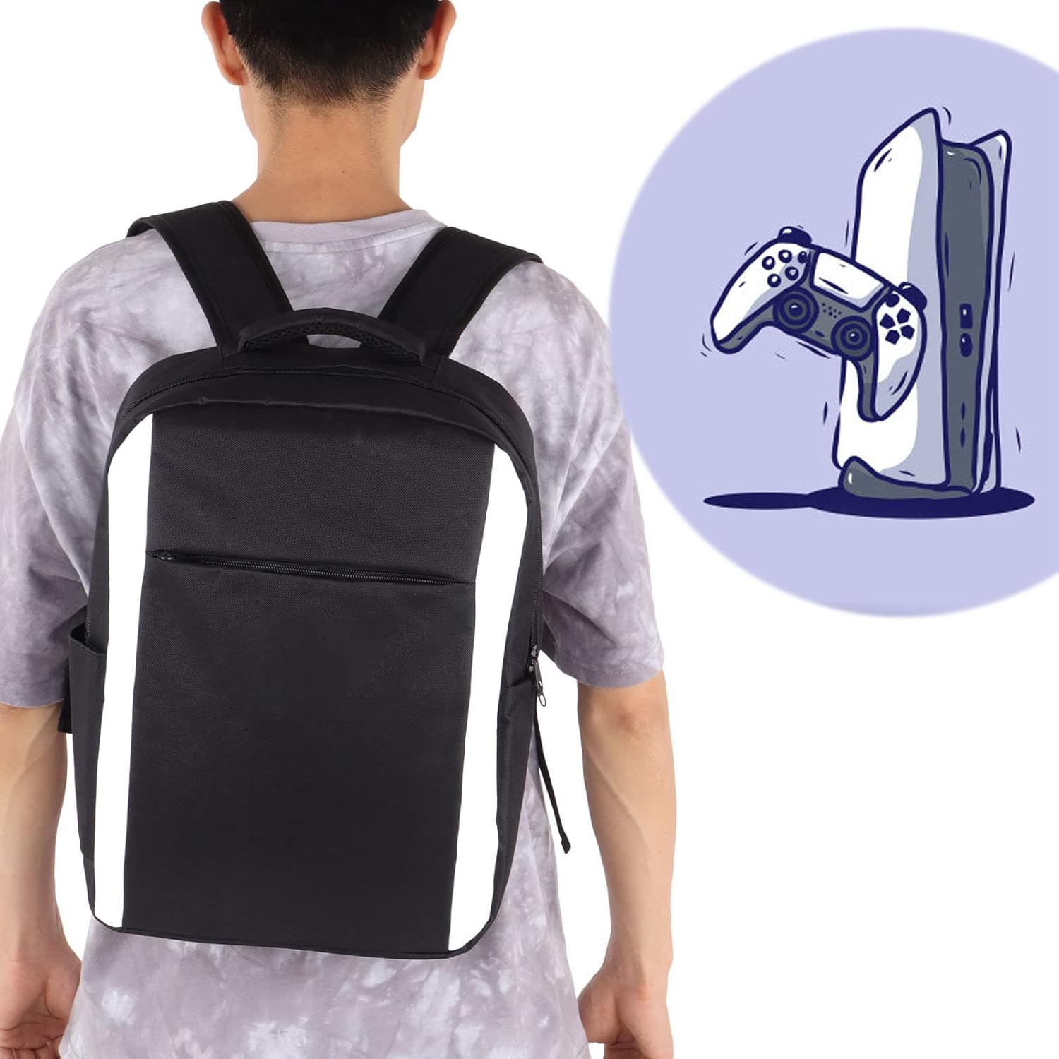 LAJS Game Console Backpack, Shockproof Game Console Bag Nylon Fabric for Carrying for PS5