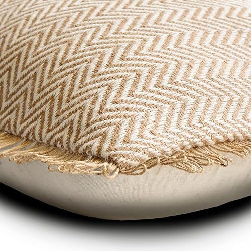 Miniatura 2 de The HomeCentric Funda de cojín decorativa beige de 18 x 18 pulgadas, fundas de almohada decorativas de yute y yute y almohadas marroquíes para sofá,