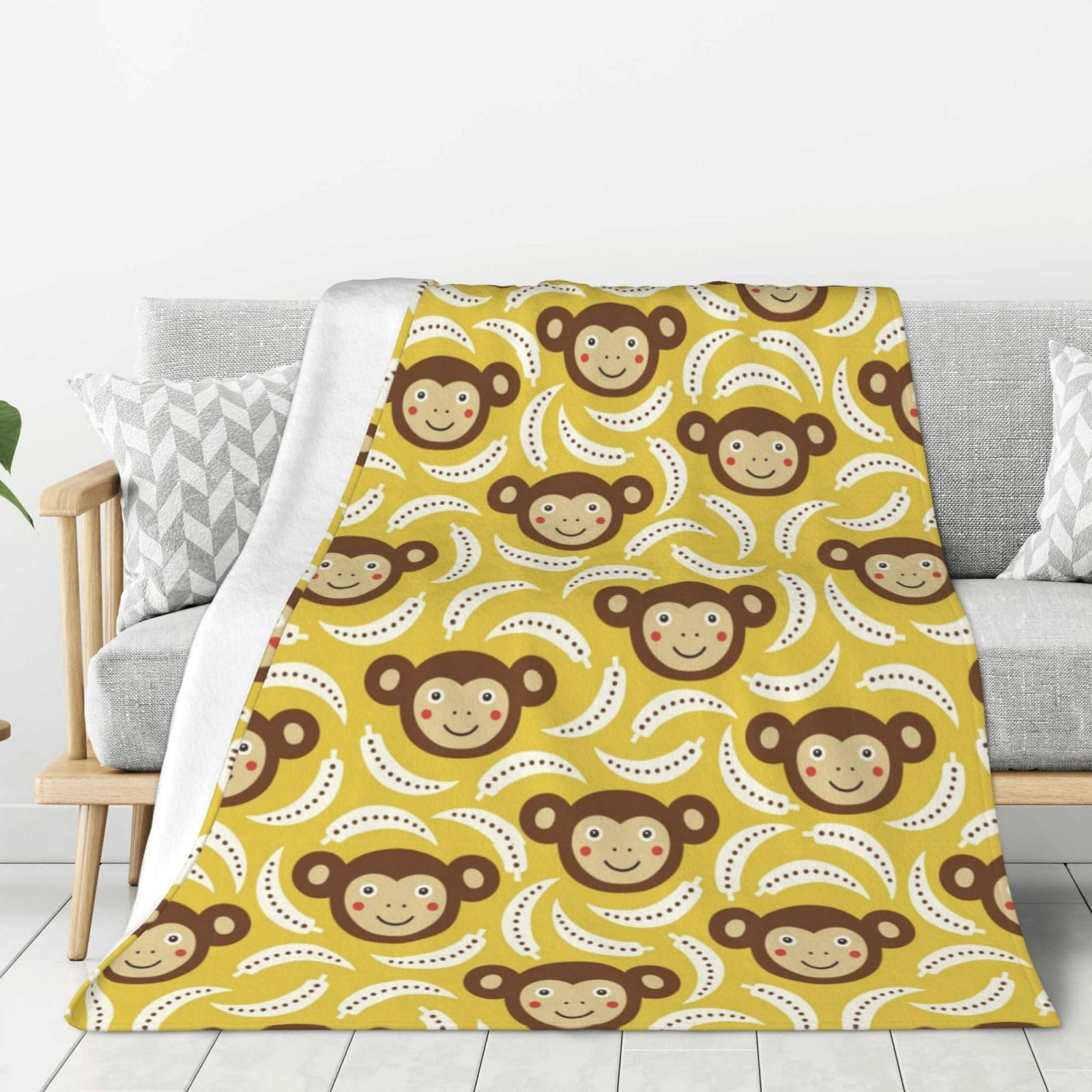 Couverture en flanelle microfibre singe légère contre le froid et la lourdeur