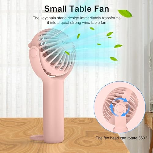 Miniatura 3 de Mini ventilador de mano portátil 2 en 1 con soporte para llavero, ventilador de refrigeración potente personal, ventilador de mesa pequeño a