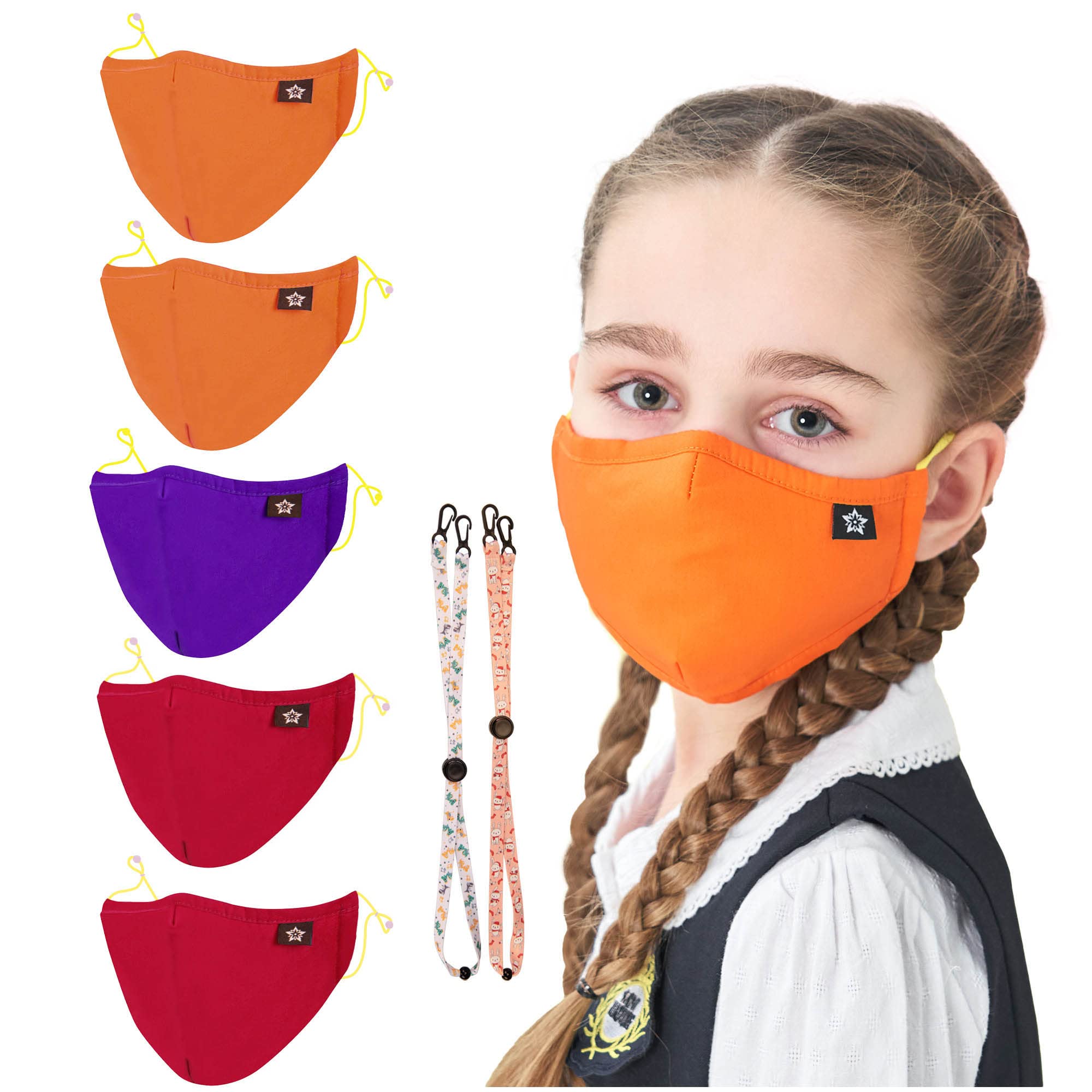 Photo 1 of SPRING SEAON 5Pcs Cotton Face Set, Washable Reusable Cloth Face Comfort Adjustable Dust Covering Toddler/Kids 2 pack of 2