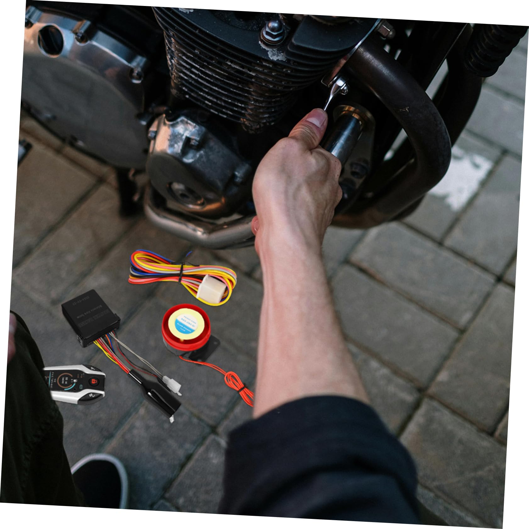 GLEAVI Sistema de Alarma Control Remoto Arranque Remoto para Motocicleta y Bloqueo Automático, Plástico Seguridad Antirrobo