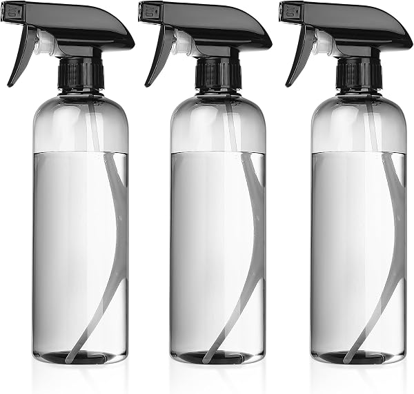 3 Stk Sprühflasche 500ml, SprühflaschenSchwarz, Friseursprühflaschen, Pflanzensprühflasche, Pumpsprühflasche, Sprüher Leer, Wasser Sprühflasche Zerstäuber für Pflanzen, Haare (Transparent schwarz) - 1