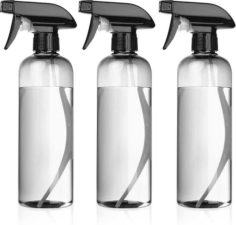 3 Stk Sprühflasche 500ml, SprühflaschenSchwarz, Friseursprühflaschen, Pflanzensprühflasche, Pumpsprühflasche, Sprüher Leer, Wasser Sprühflasche Zerstäuber für Pflanzen, Haare (Transparent schwarz)