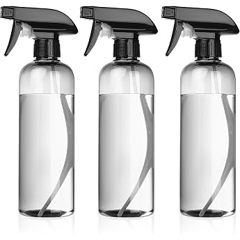Pack of 3 Spray Bottles 500 ml Spray Bottles Black Hairdressing Spray Bottles Plant Spray Bottle Pump Spray Bottle Empty Sprayer Water Spray Bottle Atomiser for Plants Hair Transparent Black