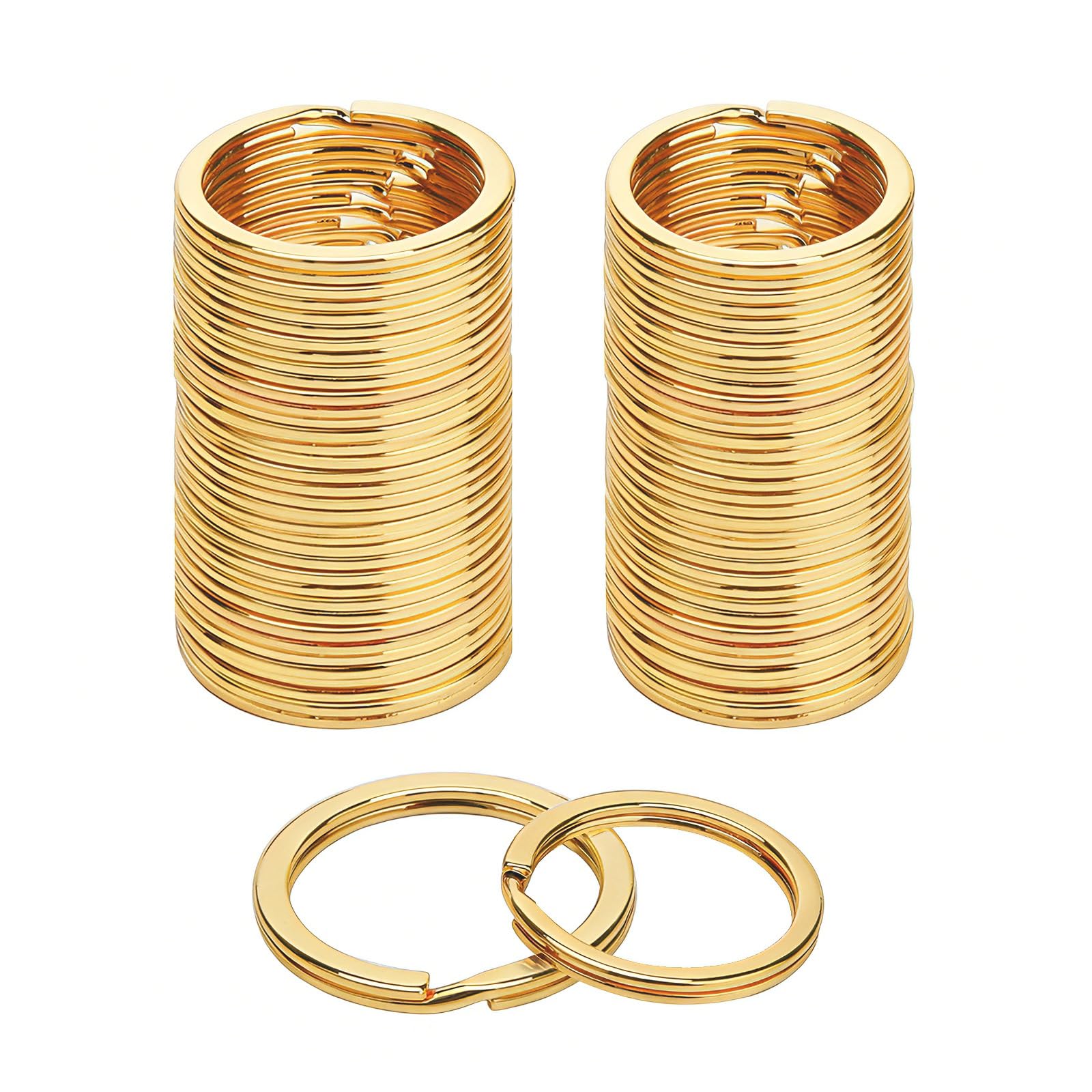 100 pezzi di anello portachiavi in oro, 25 cm 30 cm, anelli portachiavi rotondi e piatti in oro per casa, auto, ufficio, fissaggio per gioielli, artigianato e fai da te