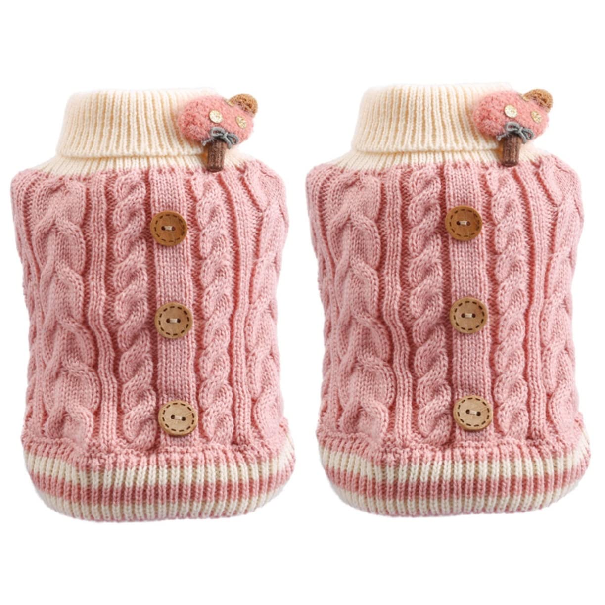 Petits pulls de chien pour les filles : gilet en coton rose et vêtement chat chaud