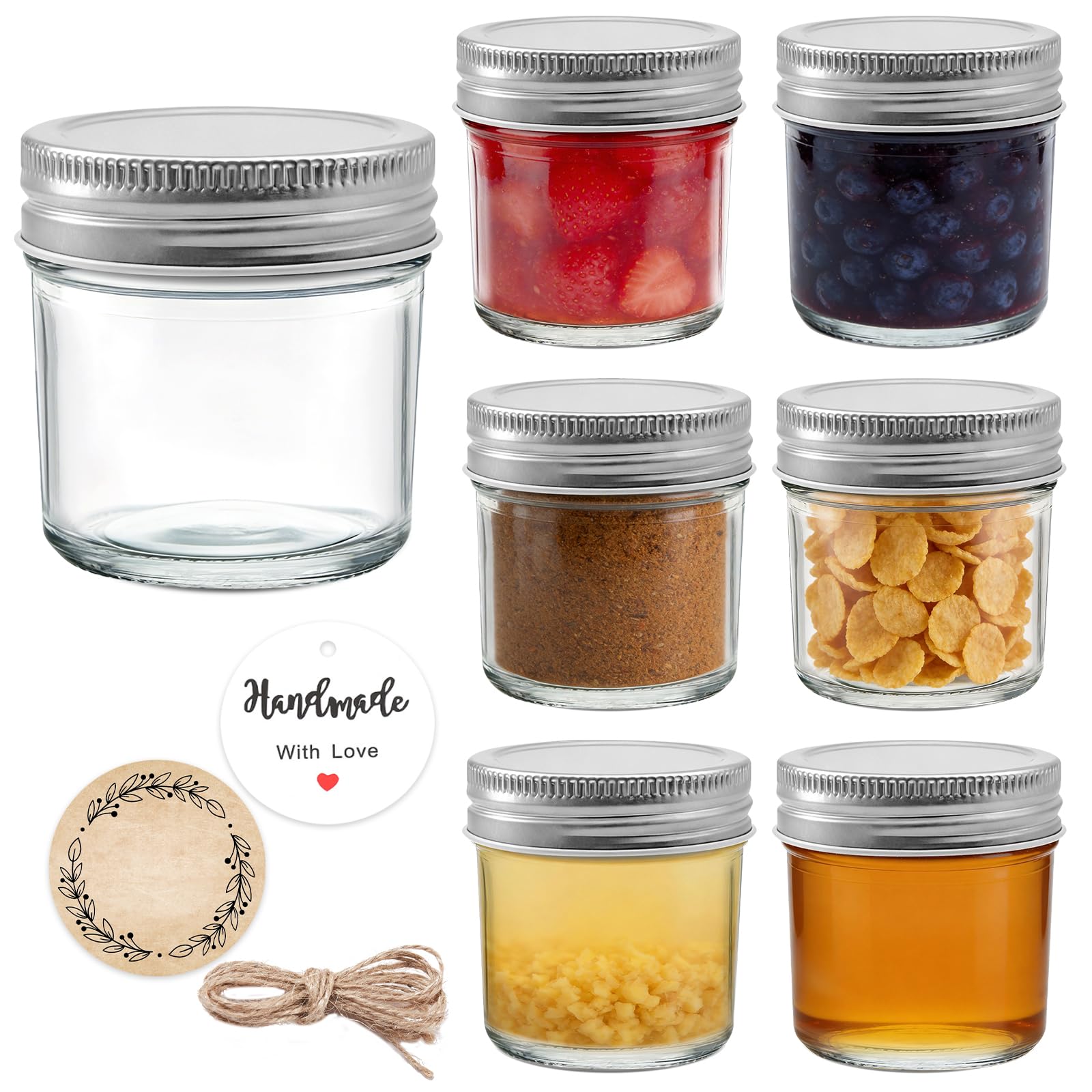 Photo 1 of PureRoot 6 Pack 2 oz Mini Mason Jars, Small Glass Jars with Lids