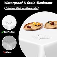 Vista 3 de 4 paquetes de manteles de plástico blanco, manteles desechables resistentes, 54 x 108 pulgadas, manteles de papel desechables para fiestas, limpieza