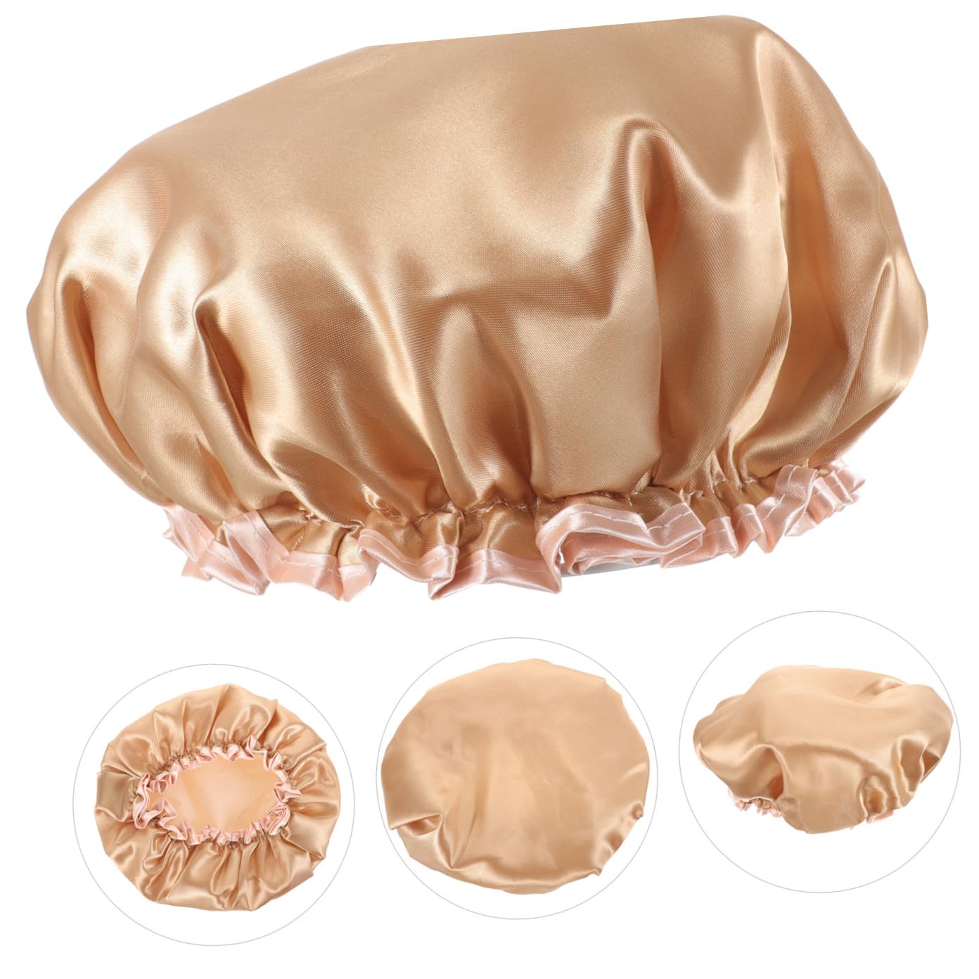 Healvian 4piezas Gorro De Ducha Reutilizable Para Mujeres Diseño Elástico Gorro Para Spa y Cocina Para Cabello y Rizado Champán
