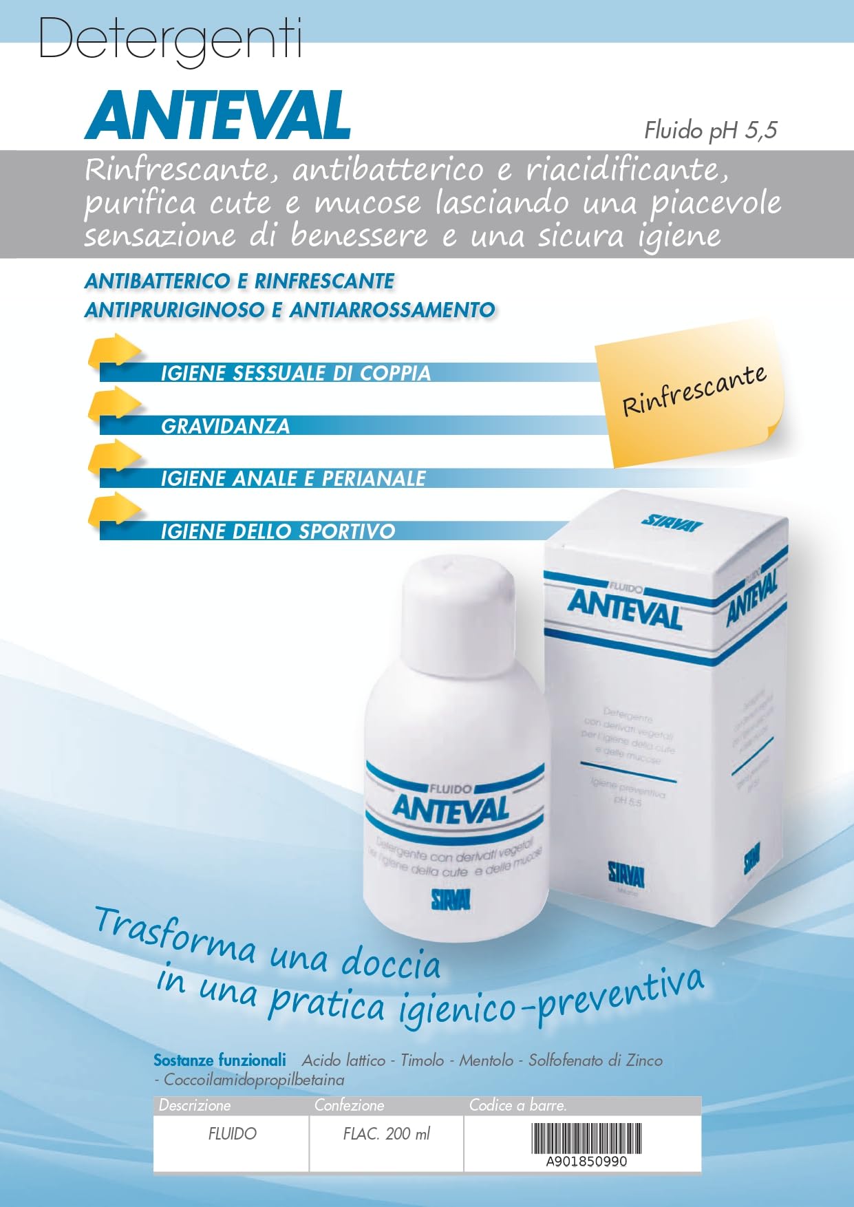 ANTEVAL Detergente antibatterico rinfrescante