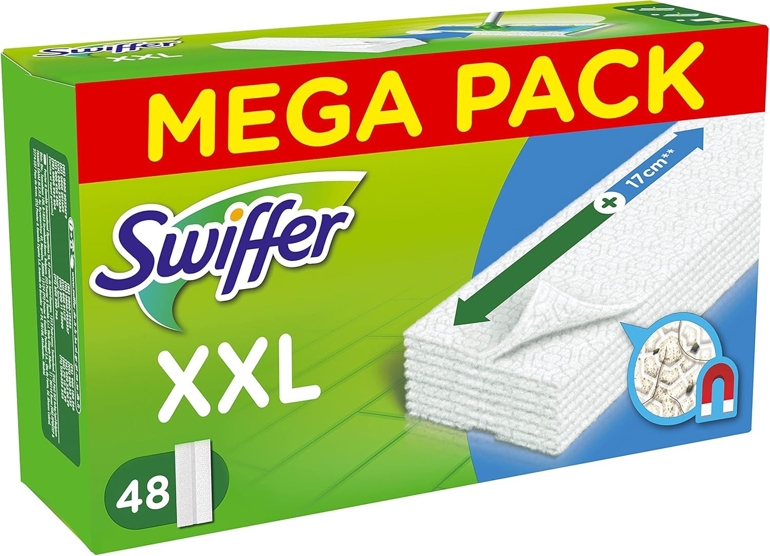 Swiffer Ersatztücher für Besen, 48 Stück, fängt und fängt 3 Mal mehr Staub, Schmutz und Haare ein als ein herkömmlicher Besen