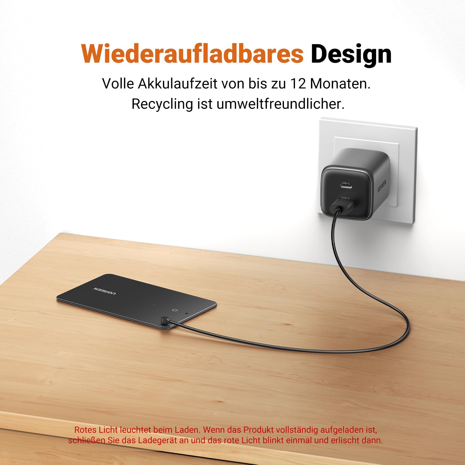 UGREEN FineTrack Slim kompatibel mit Apple Find My (nur iOS), Bluetooth Tracker, IP68 Wasserdicht, wiederaufladbarer Geldbörsenfinder, SmartTag Tracker Karte für Wallet, Reisepässe, Gepäck