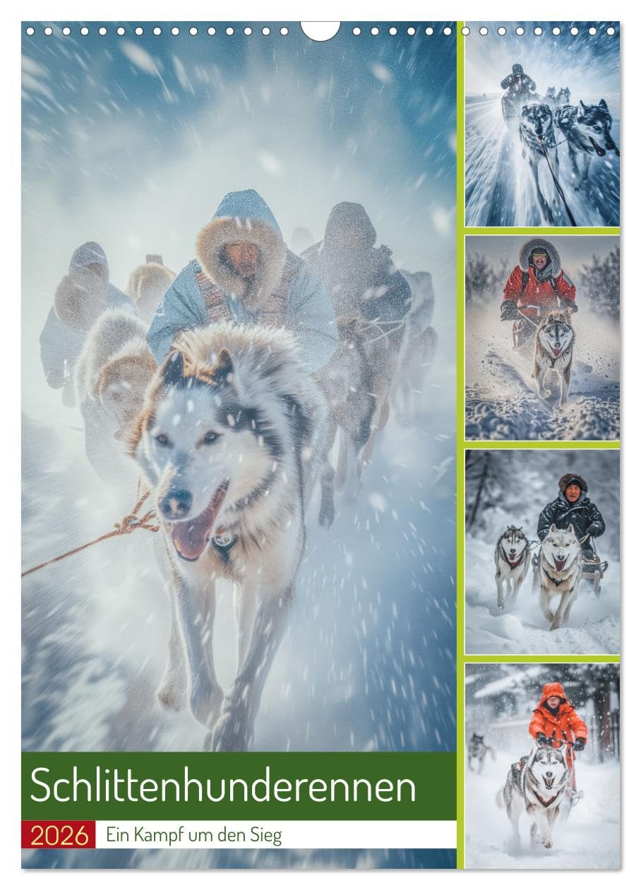Sled dog race UK-Version (Wall Calendar 2026 DIN A3 Portrait), CALVENDO 12 Month Wall Calendar — image 1