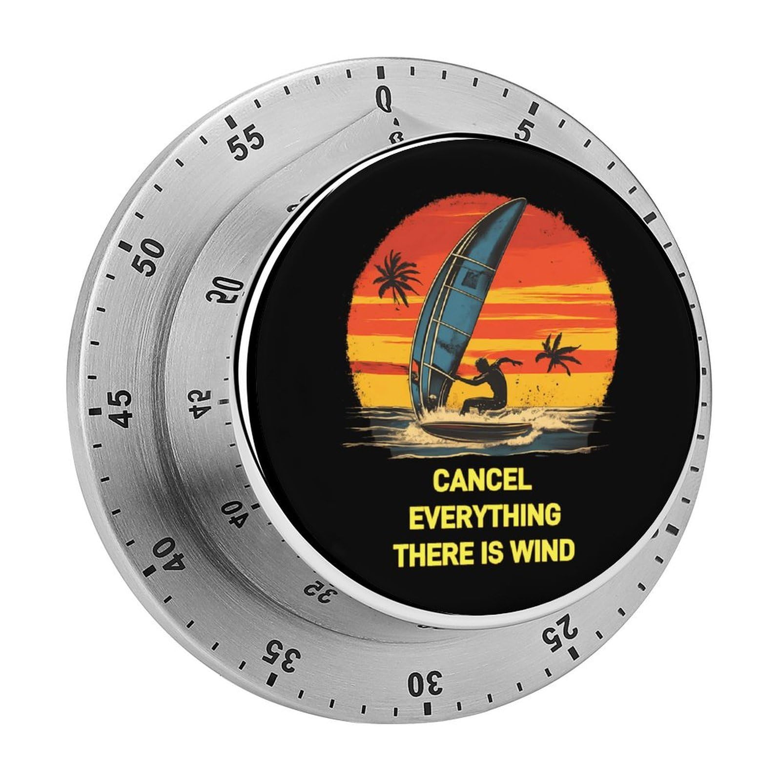 Windsurfing Cancel Everything There is Wind Mechanical Timer with Alarm for Kitchen Cooking Productivity Stainless Steel Timers