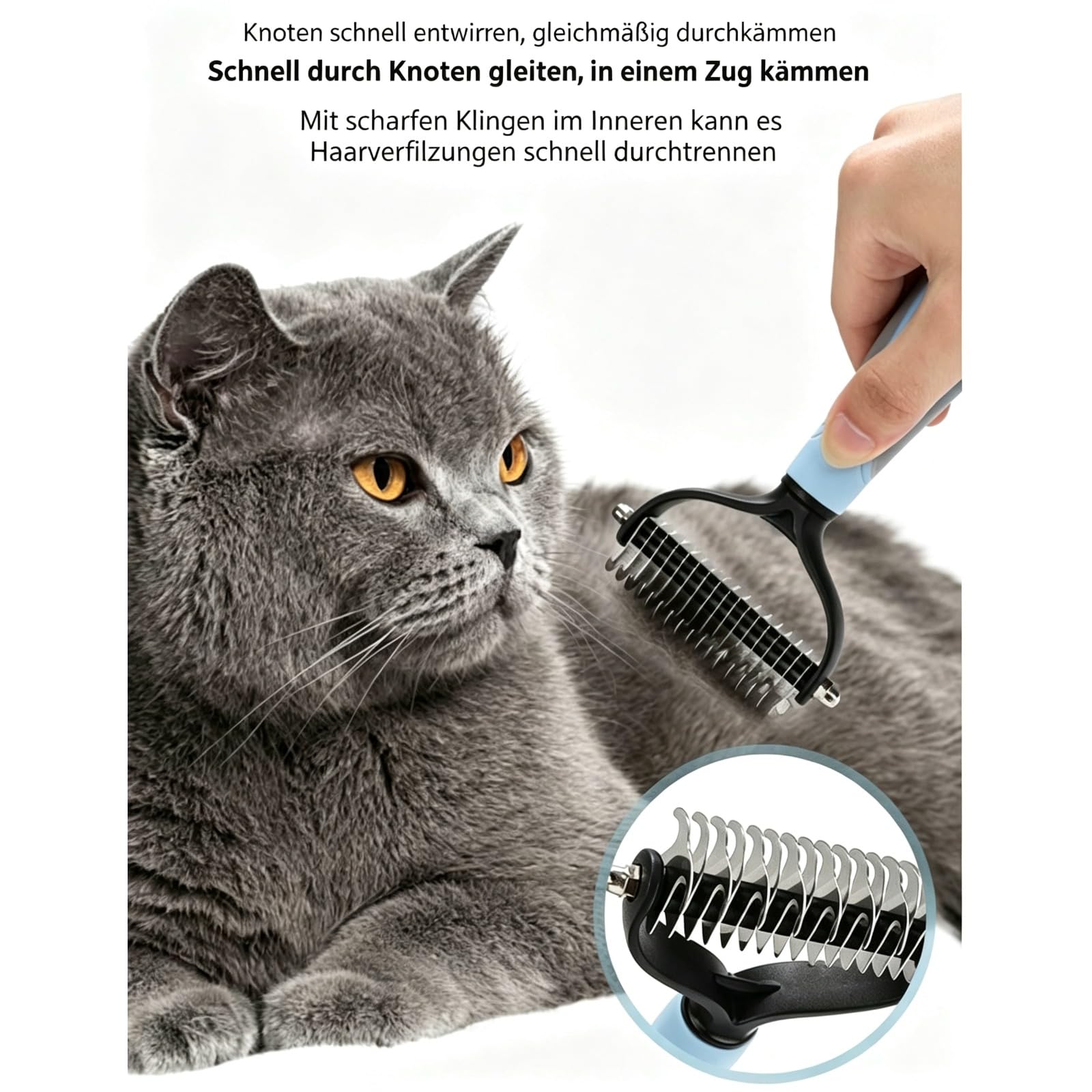Pet Pro Grooming Tool, Brosse Double Face pour Chiens et Chats Démêler (Blau(S+L)+Rosa(S+L))