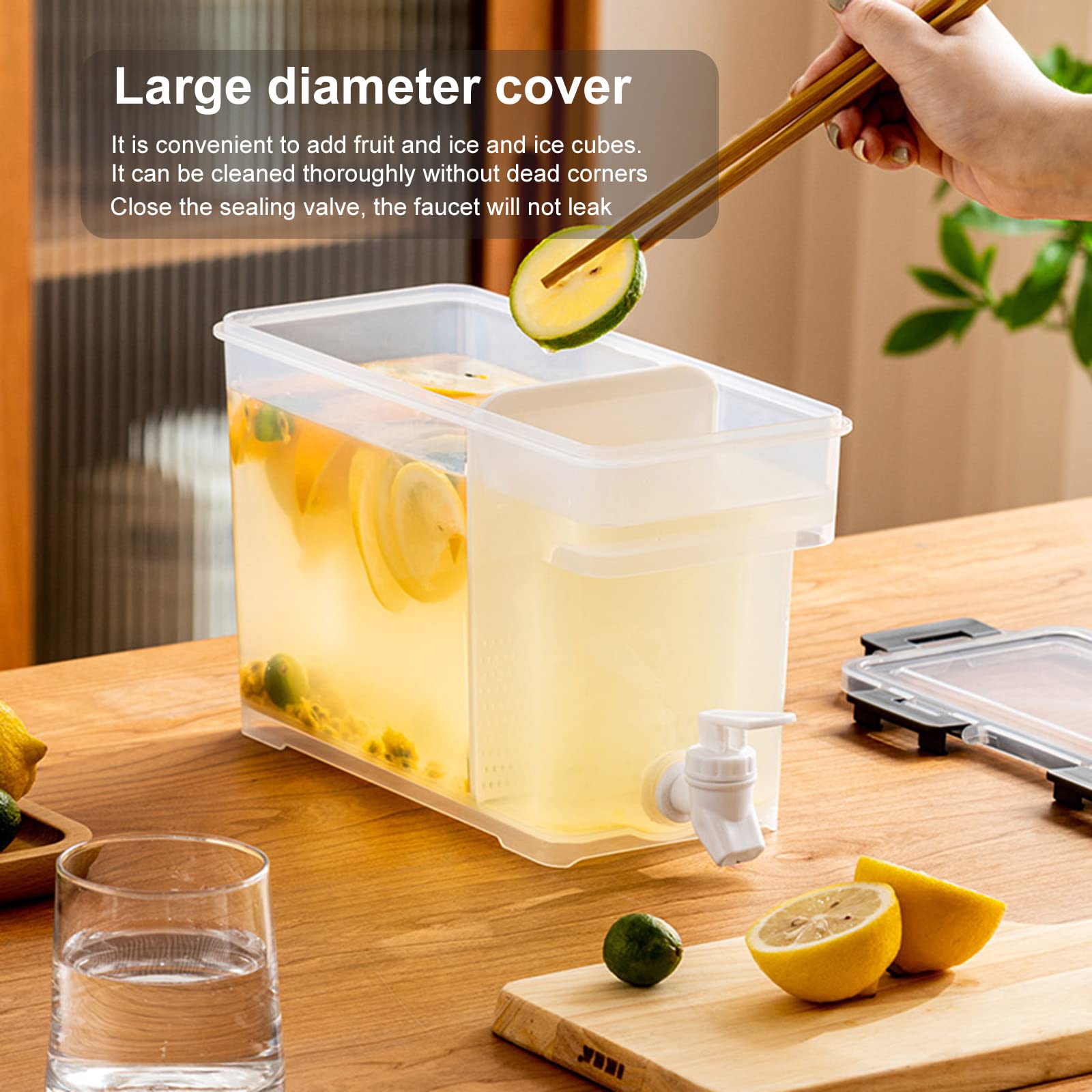 ZR98US Drink Dispenser 3.5L Cold Kettle with Faucet Refrigerator Beverage Container Filter Drink Dispenser Water Jug Ice Teapot with Tap Easy Dispensing