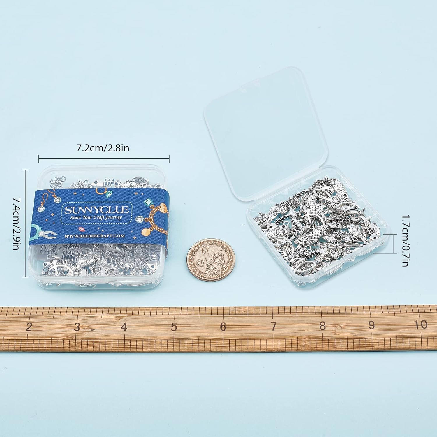 SUNNYCLUE 1 Box 80Pcs 8 Styles Fish Charms Bulk Tibetan Style Fishbone Goldfish Hollow Sea Ocean Animal Alloy Pendants Antique Silver Plated for Jewelry Making Charms DIY Bracelets Supplies - Image 7