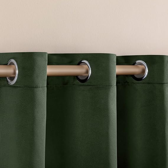 XTMYI Short Dark Olive Green Curtains for Bathroom Window,45 Inch Length Blackout Small Curtains for Kitchen Windows,Set of 2 Panels