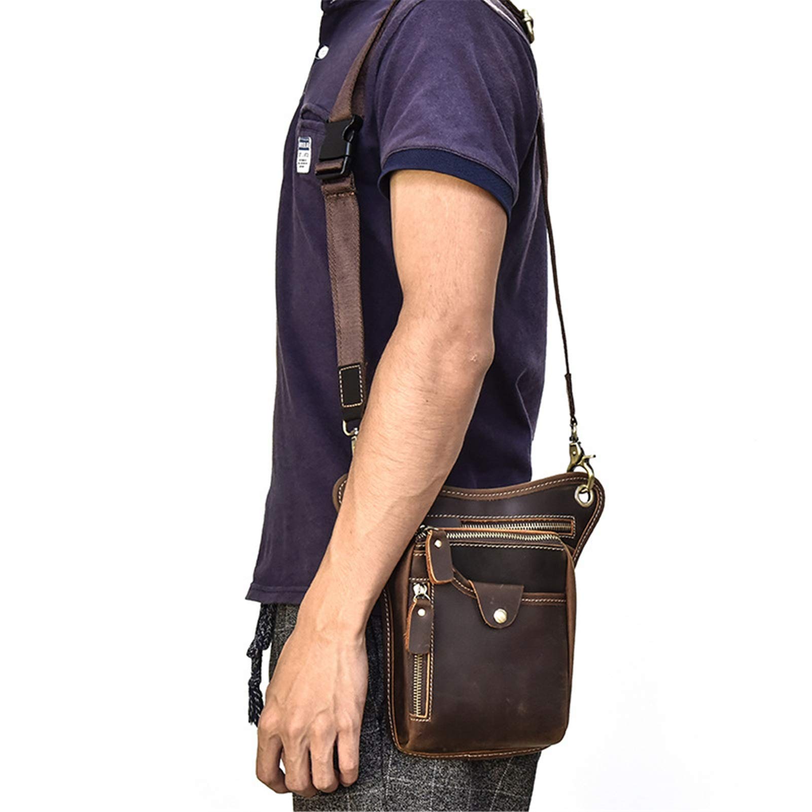 Bolsa de Cintura Riñonera Deportiva para Hombre, Hombre mujer loco caballo cuero cruz cuerpo fanny pack organizador hipazo bolso viaje deportes senderismo caminar cintura bolsa teléfono bolsa Bolso de