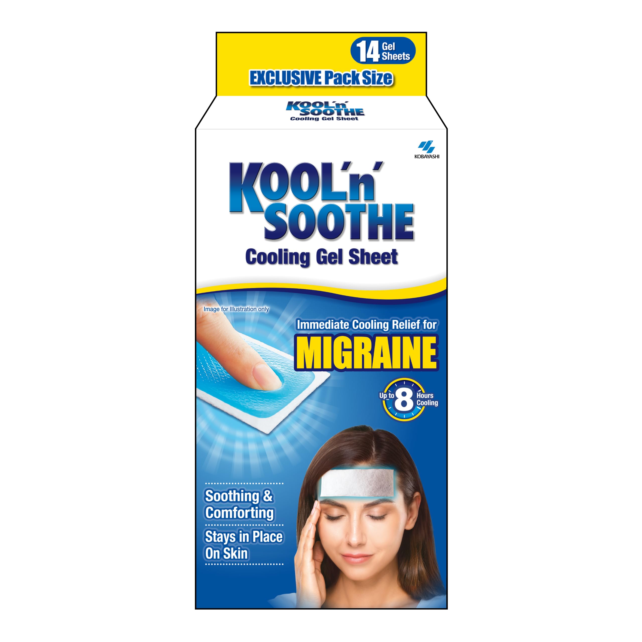KOOL 'N' SOOTHE Migraine Cooling Gel Sheets - 14 Pack