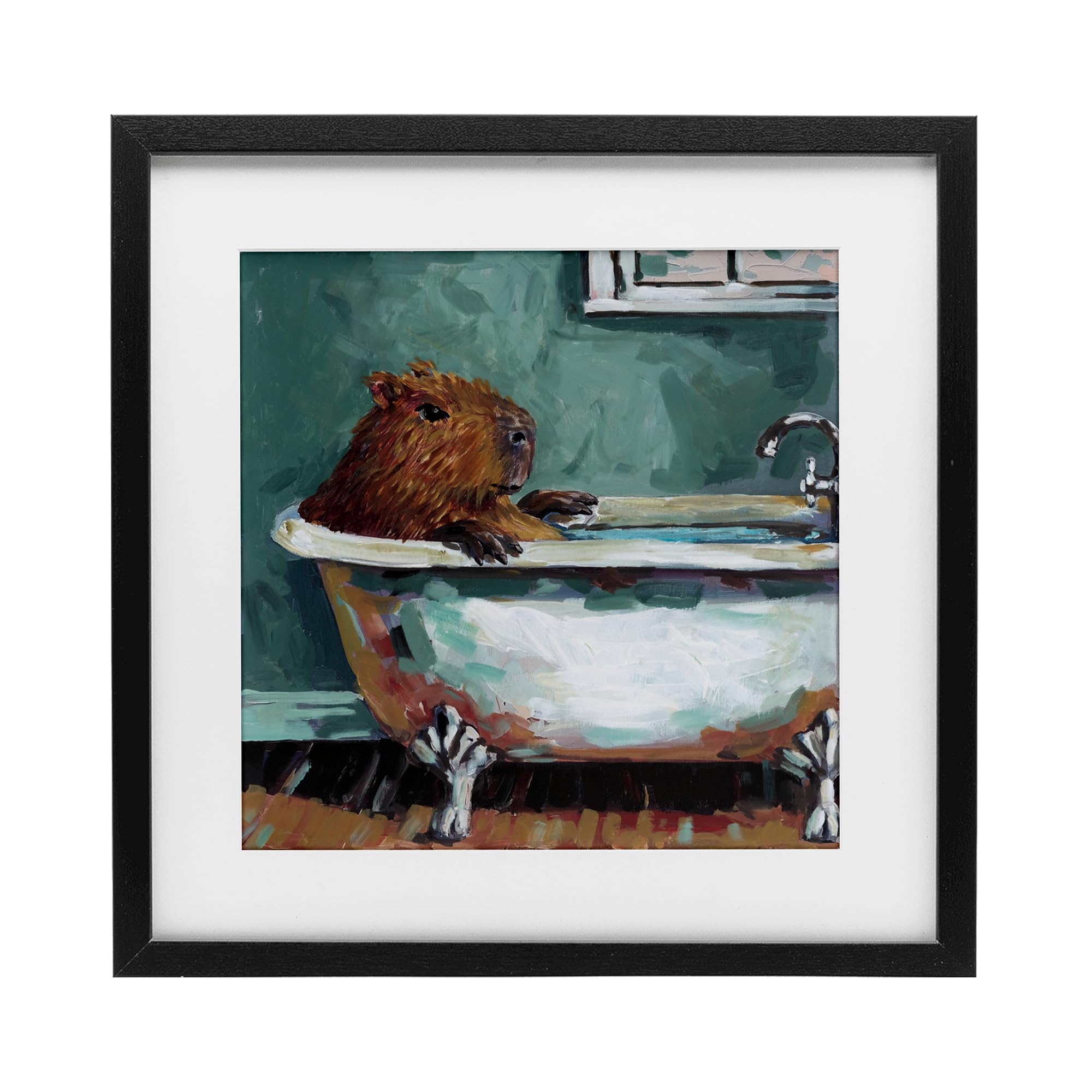 Stupell Industries Capybara in Bubble Bath Black Framed Print Under Glass, design by Studio Bautista, 13 x 13